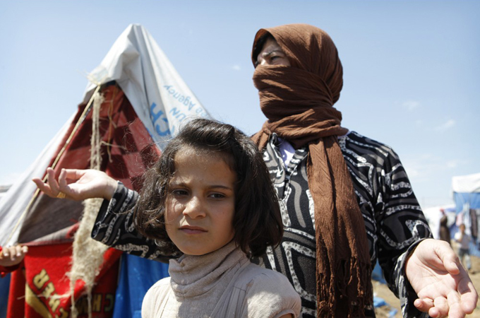 Syrian refugees in Domiz camp