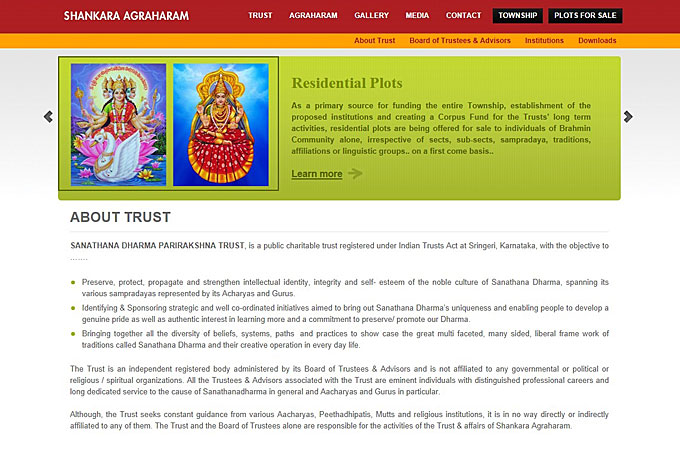 A brochure of the Shankara Agraharam township says it is exclusively for Brahmins [Screenshot]
