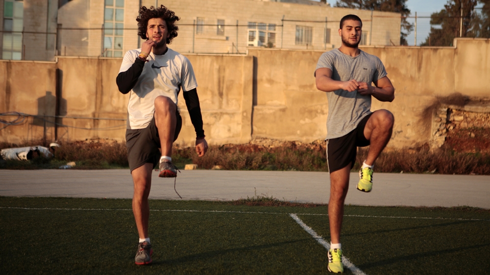 In three years, Khatib has brought his 100m time down from 15 to 11 seconds [Eloise Bollack/Al Jazeera]