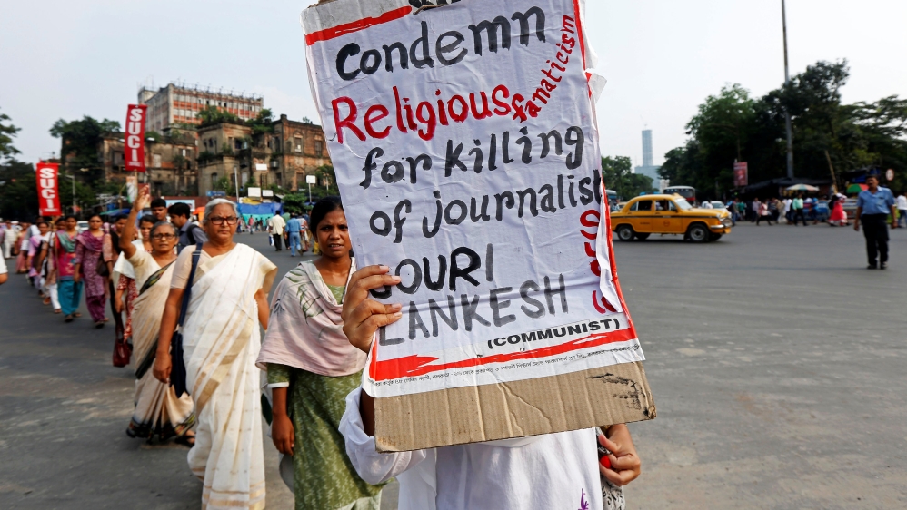 Protest against the killing of Gauri Lankesh in Kolkata