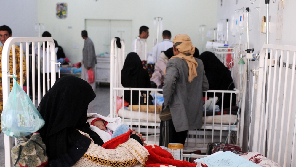 Malnourished children receive medical treatment at a hospital in Sanaa [Mohammed Hamoud/Anadolu]