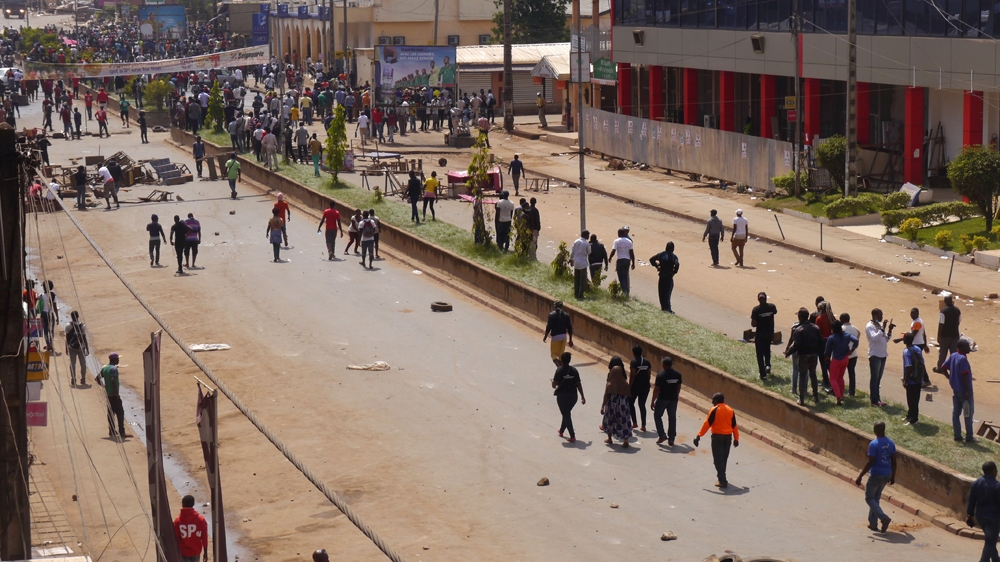 Anti-government demonstrators block a road in Bamenda, Cameroon in December 2016