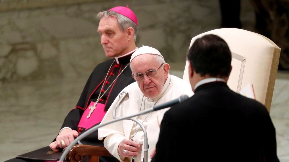 Pope Francis leads the weekly general audience at Paul VI hall at the Vatican