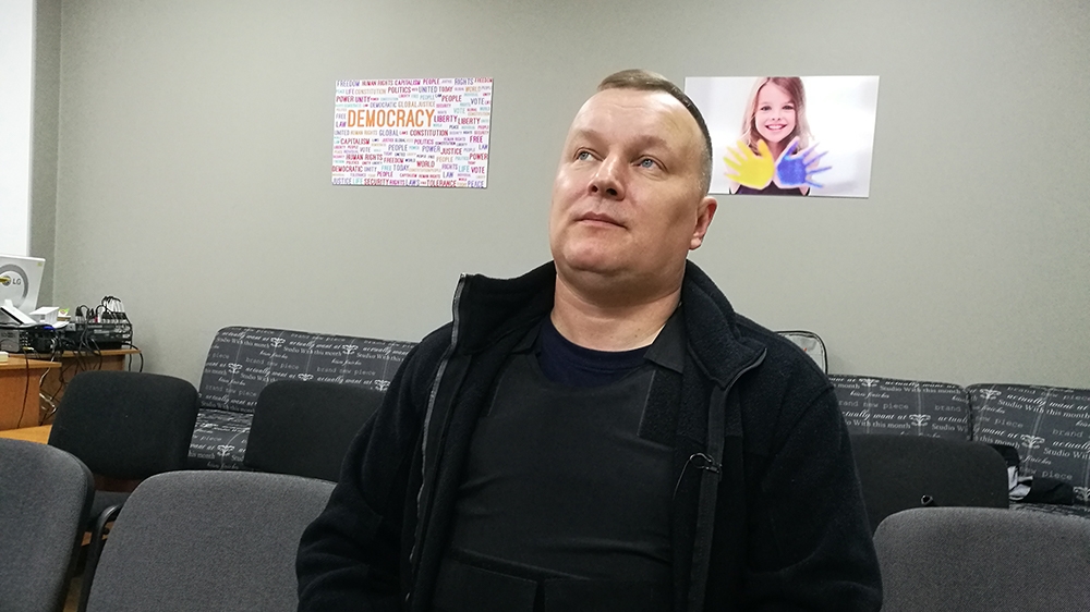 Mikhail Kuzakon, an anti-corruption activist in the Black Sea port of Odessa, has to wear a bulletproof vest after an assassination attempt he survived in August 2018