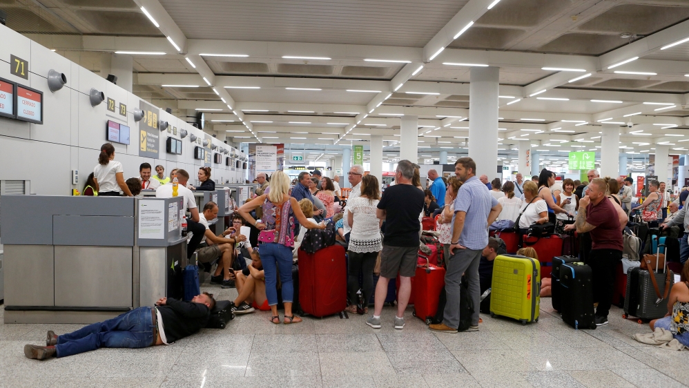 Long queues of stranded passengers have formed at several European airports