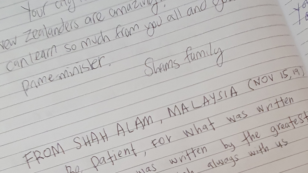 Some of the messages of support left by well-wishers at the Al Noor Mosque