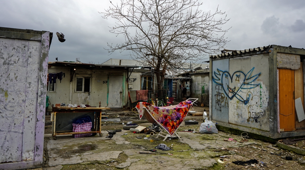 Caravan homes in the Roma camp of Via Salviati 72