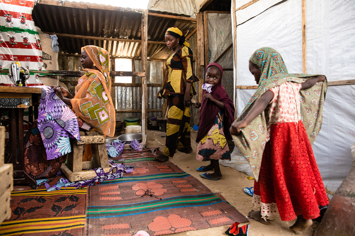 Aishatu, a widow in Bakassi Camp, shares a four by six shelter with her ten children.