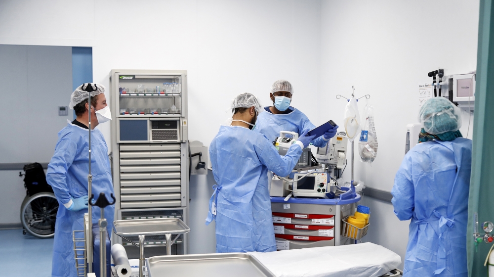 A field hospital set up by Qatari authorities to treat people infected with the coronavirus Covid-19 is pictured of May 11, 2020 in Doha. Qatar has established a series of field hospitals to treat pat