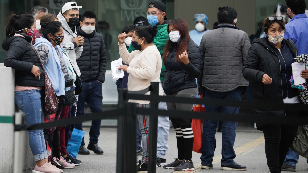 People waiting for information about their relatives at the Regional General Hospital number 2 of the Mexican Institute of Social Security in Mexico City, Mexico