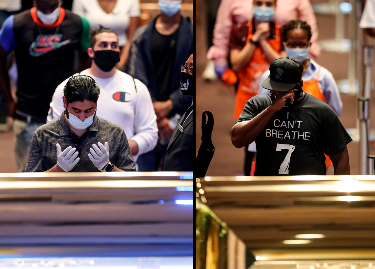 epa08473537 Mourners visit the casket during a public visitation for George Floyd at the Fountain of Praise church, in Houston, Texas, USA, 08 June 2020. A bystander''s video posted online on 25 May, a