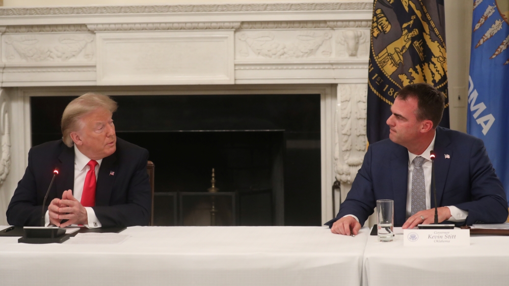 U.S. President Trump hosts roundtable discussion on the reopening of U.S. economy at the White House in Washington