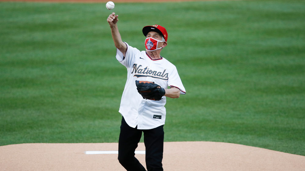 Fauci opening day first pitch