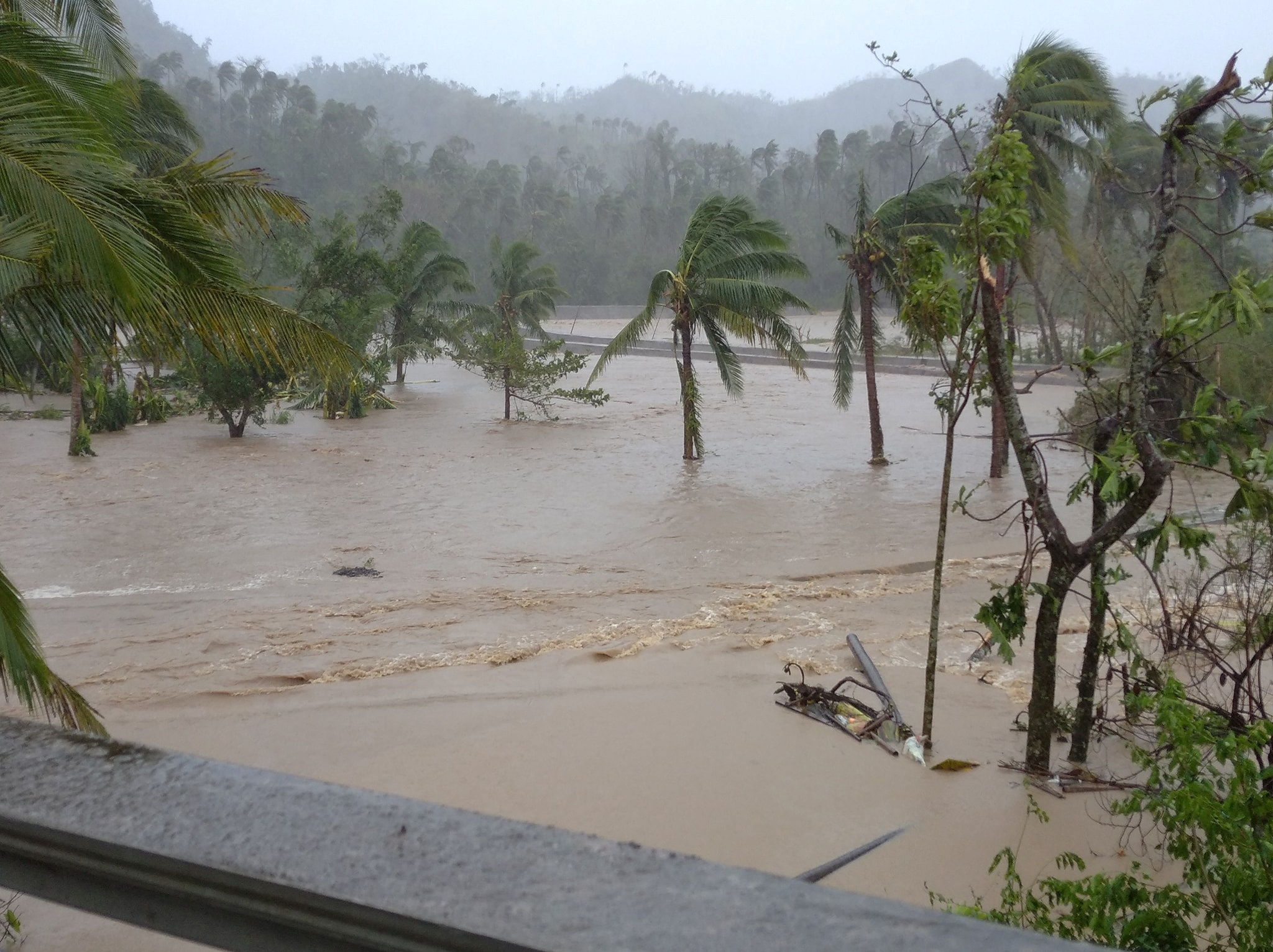 Floodwater in Albay Province following Typhoon Goni, which hit the Philippines late last month