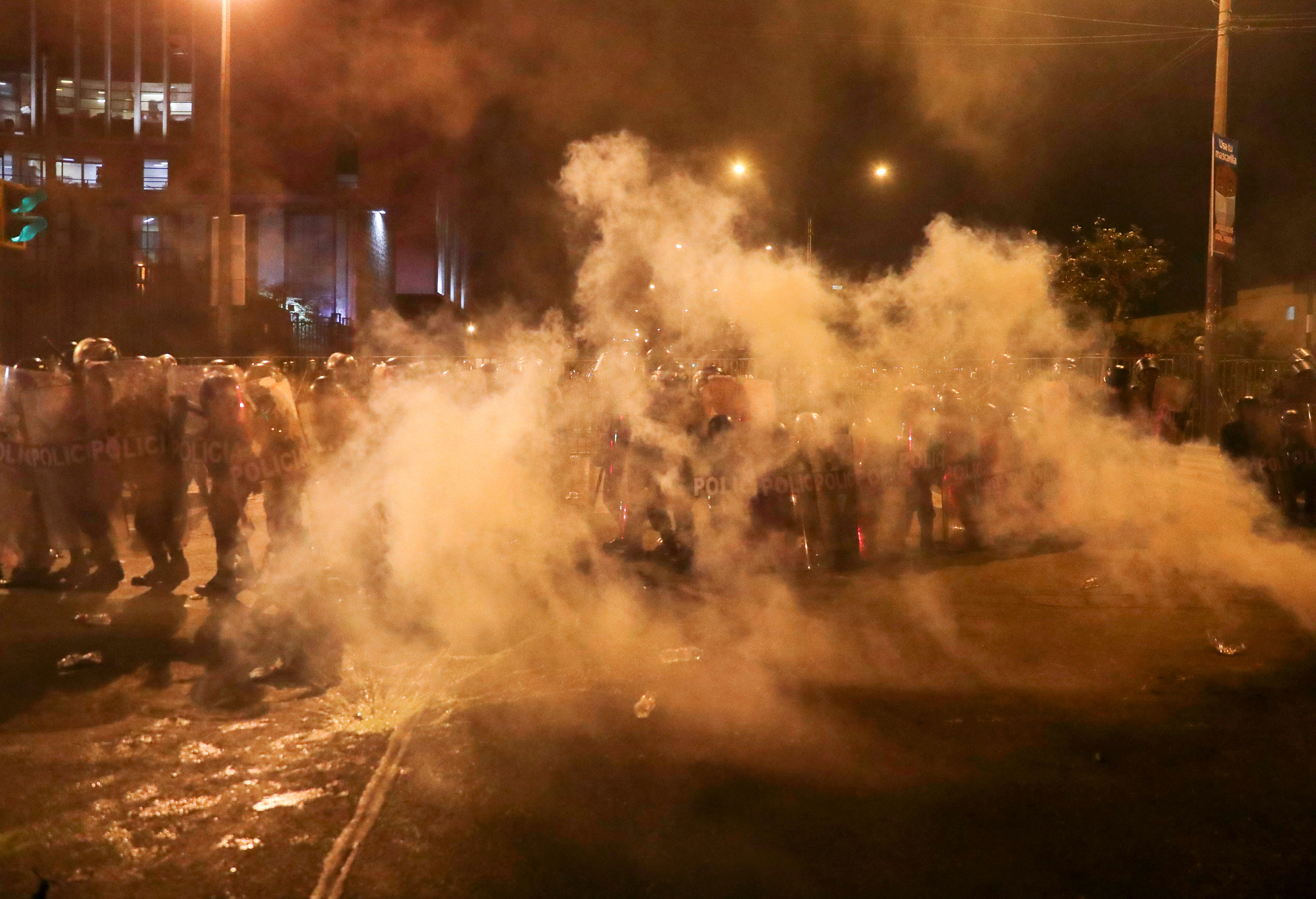 Police fired tear gas and rubber bullets during a protest in Lima, the capital, this week