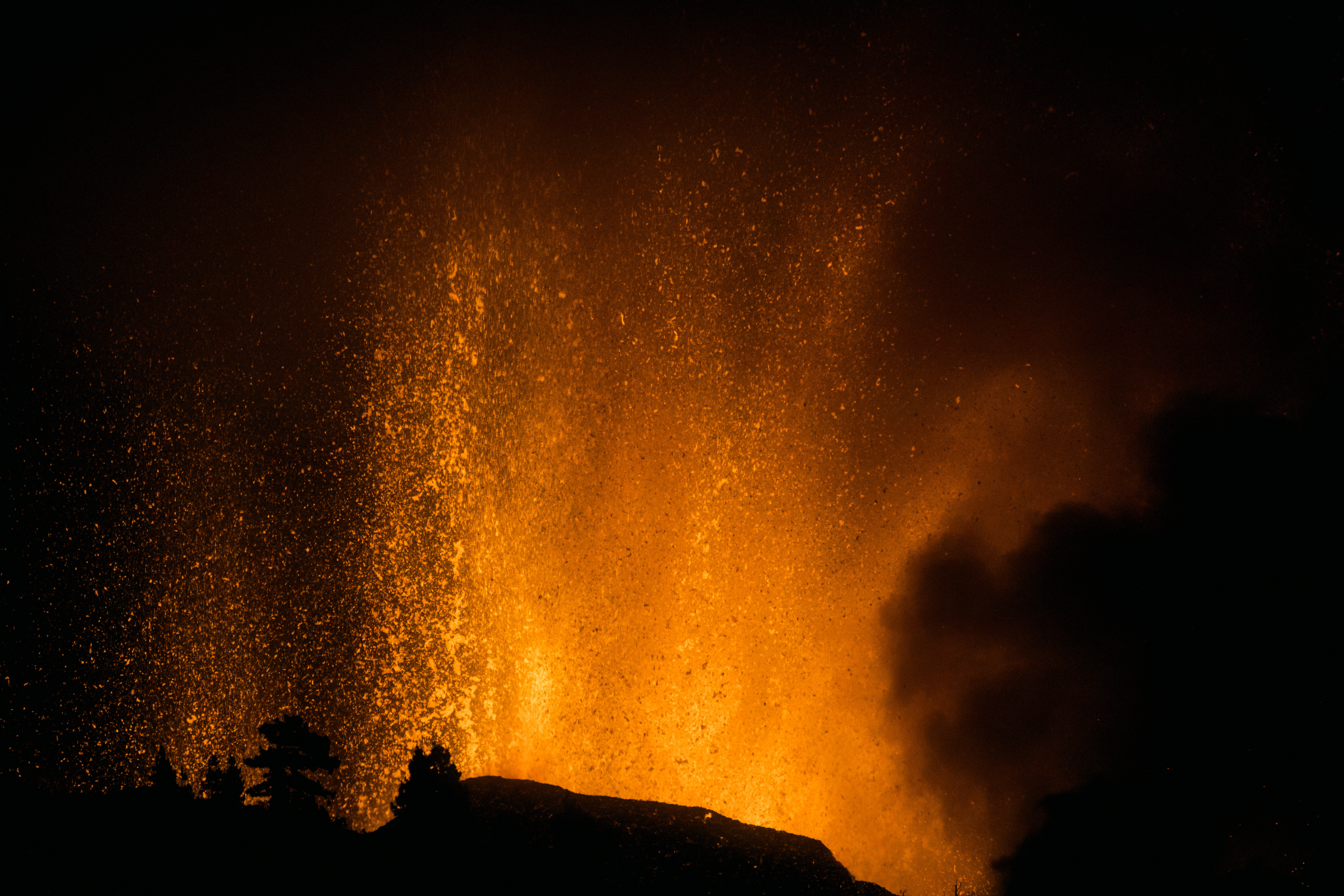 Lava flows from an eruption of a volcano at the island of La Palma in the Canaries, Spain, Sunday, September 19, 2021