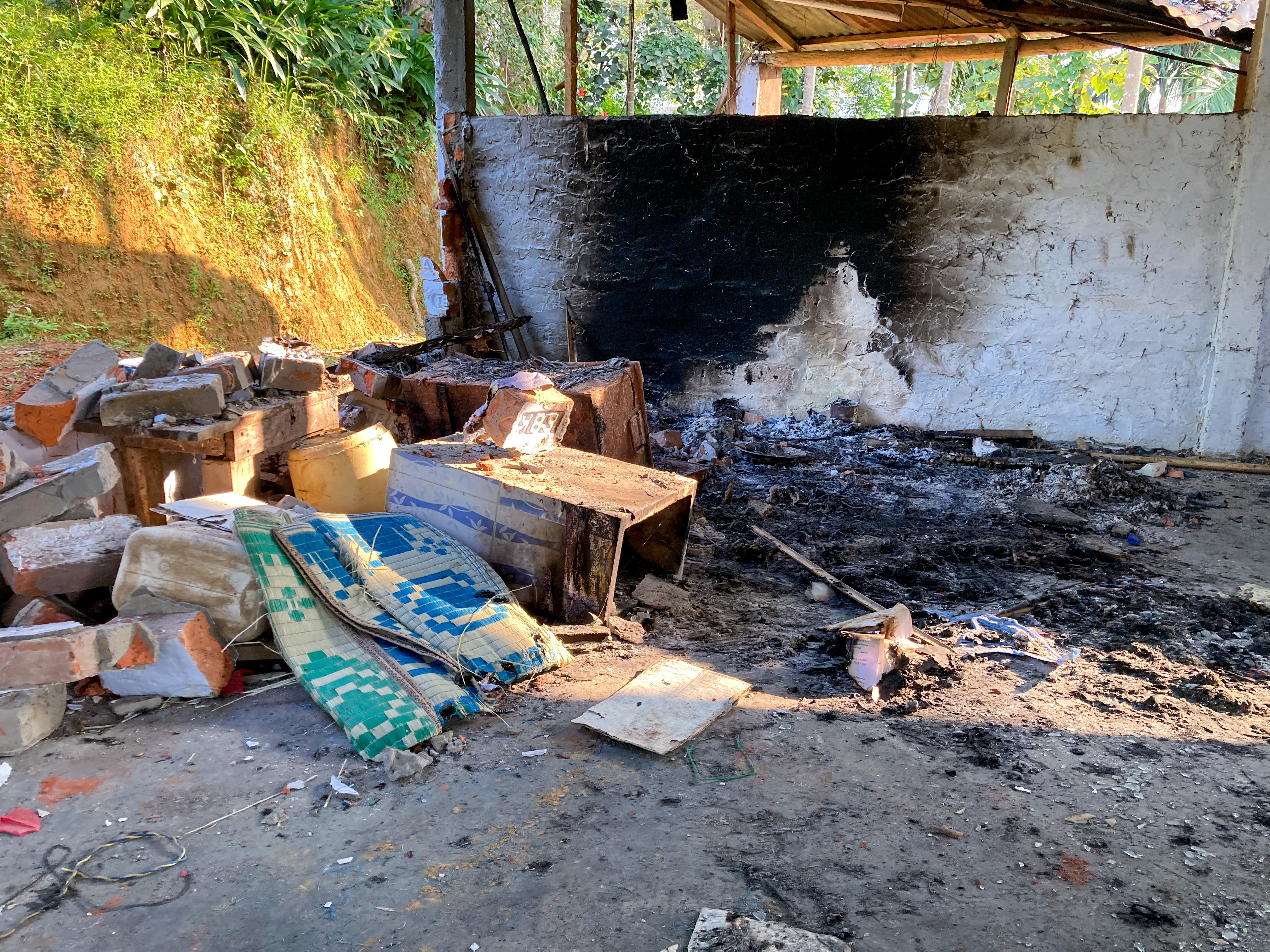 A mosque torched inside a paramilitary camp in Panisagar where local Muslims offered Friday prayers