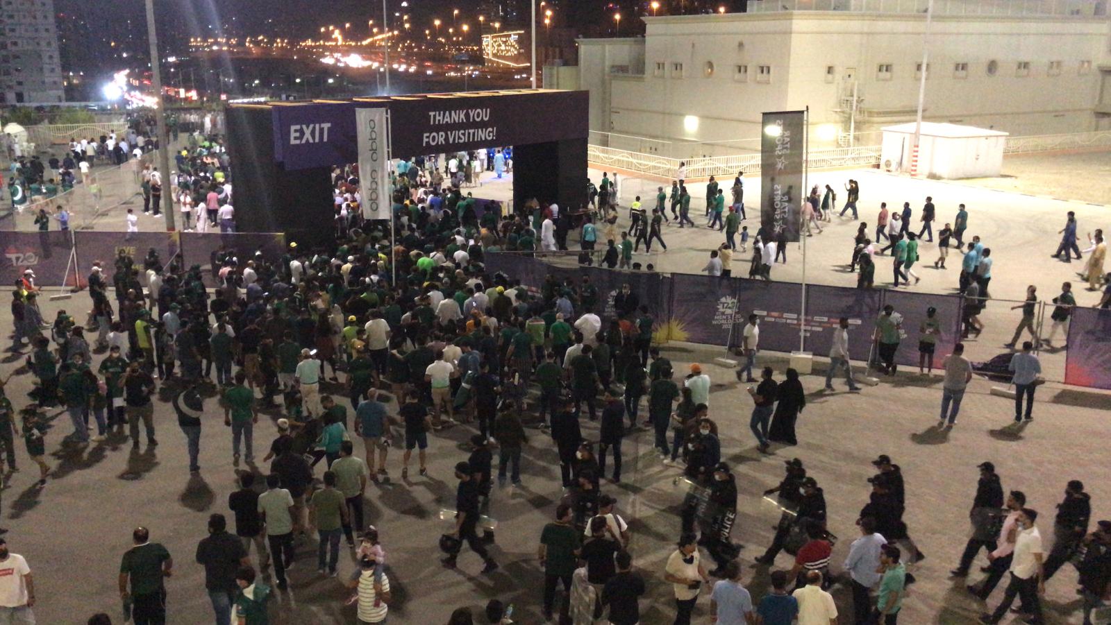 Fans head for the exit after Australia defeated Pakistan by five wickets