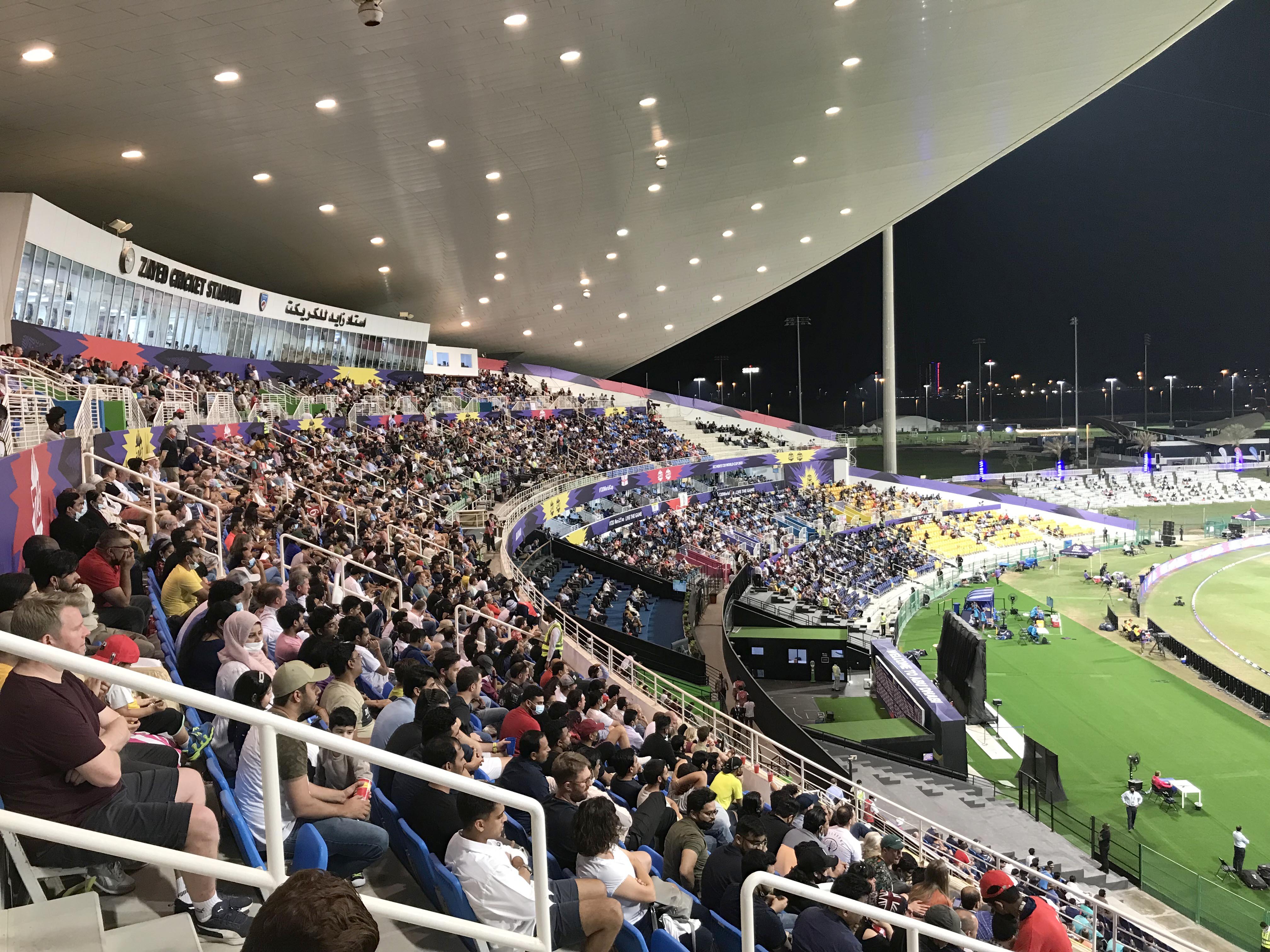 The crowd at Sheikh Zayed Stadium was treated to spectacular batting and fielding on Wednesday [Al Jazeera]