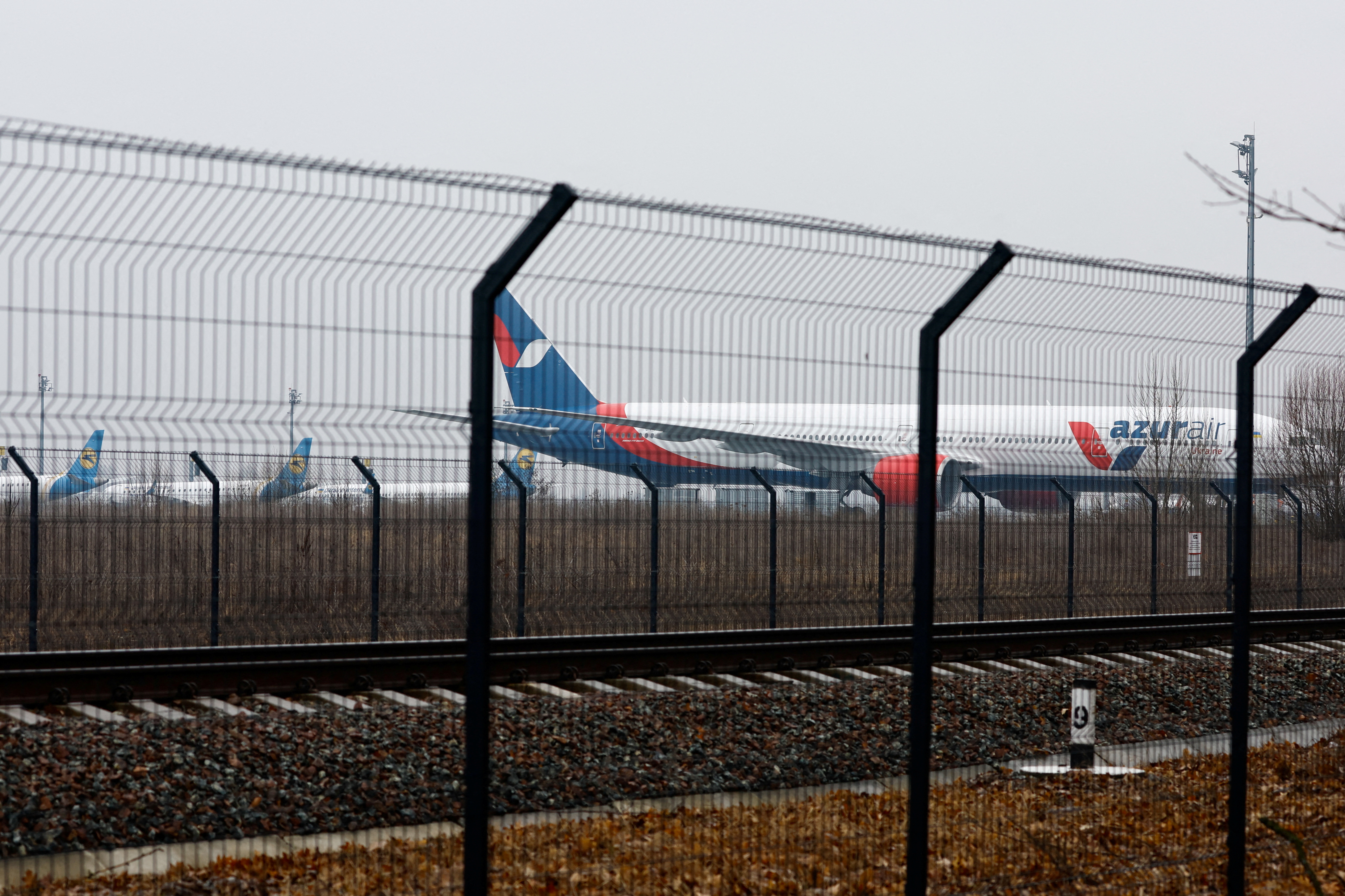 Parked planes are seen at Boryspil International Airport outside Kyiv
