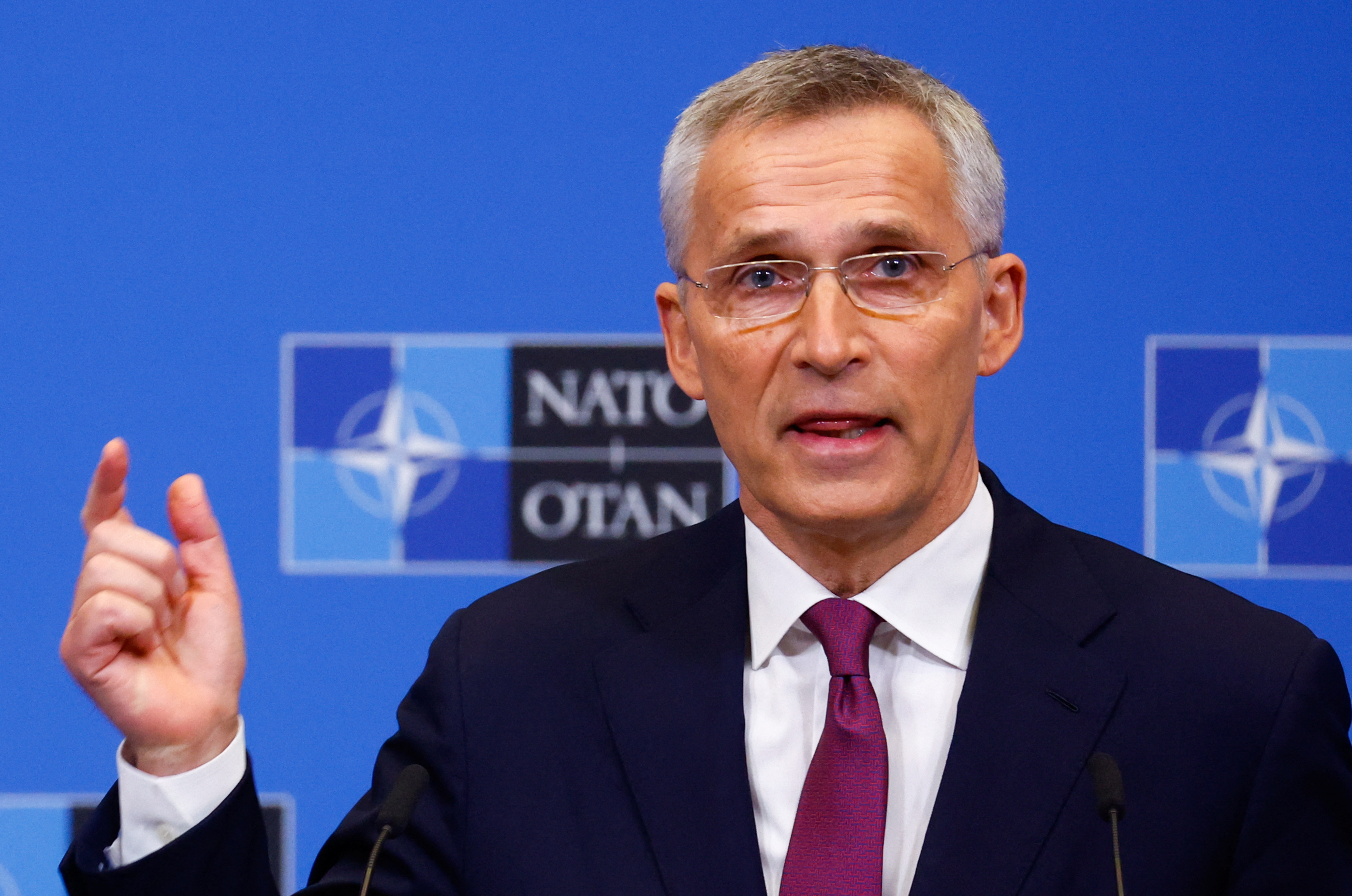 NATO Secretary General Jens Stoltenberg gestures