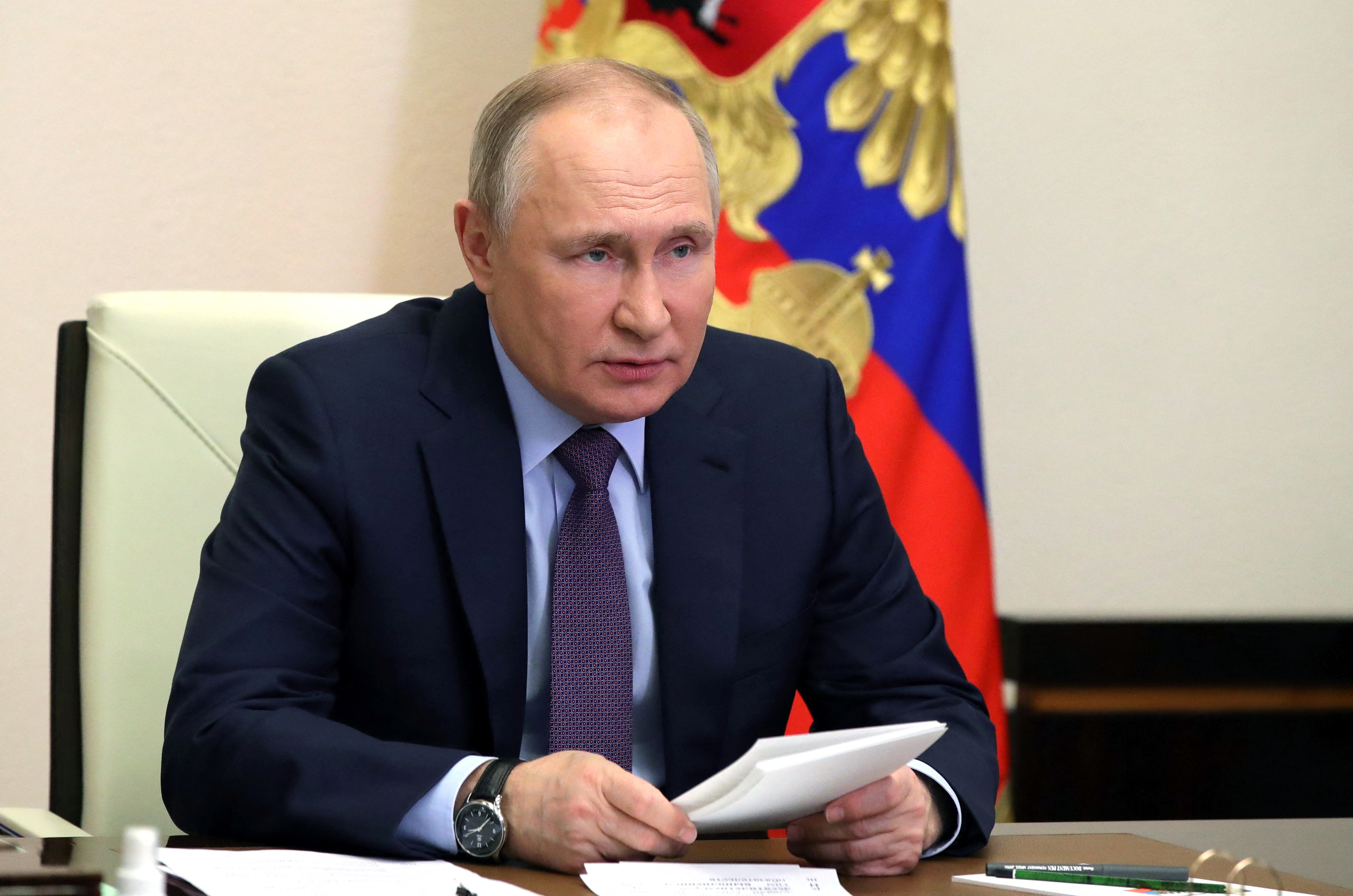 Russia's President Vladimir Putin chairs a meeting on the country's oil and gas industry.