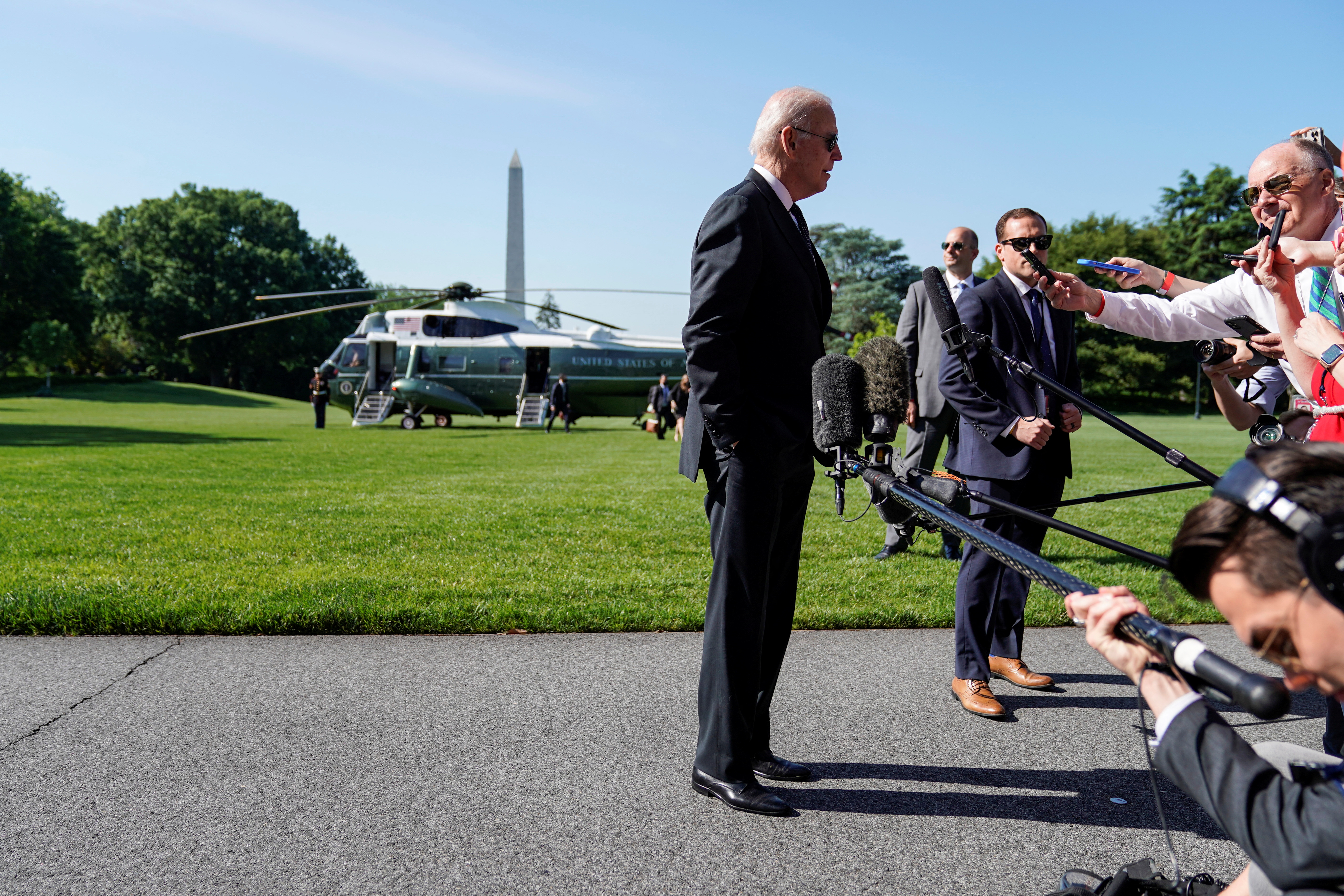 US President Joe Biden speaks to the media