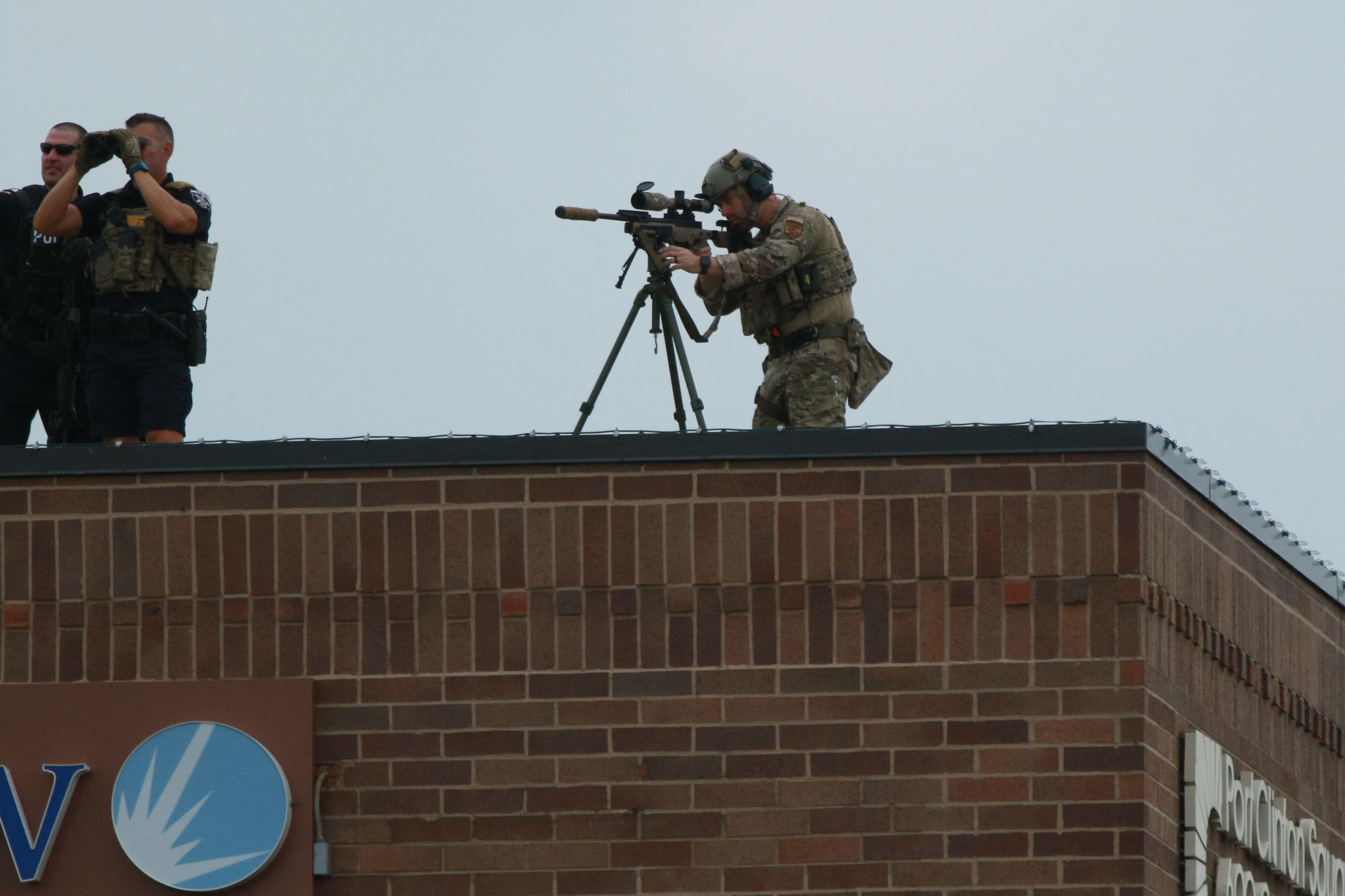 Law enforcement work the scene of a shooting