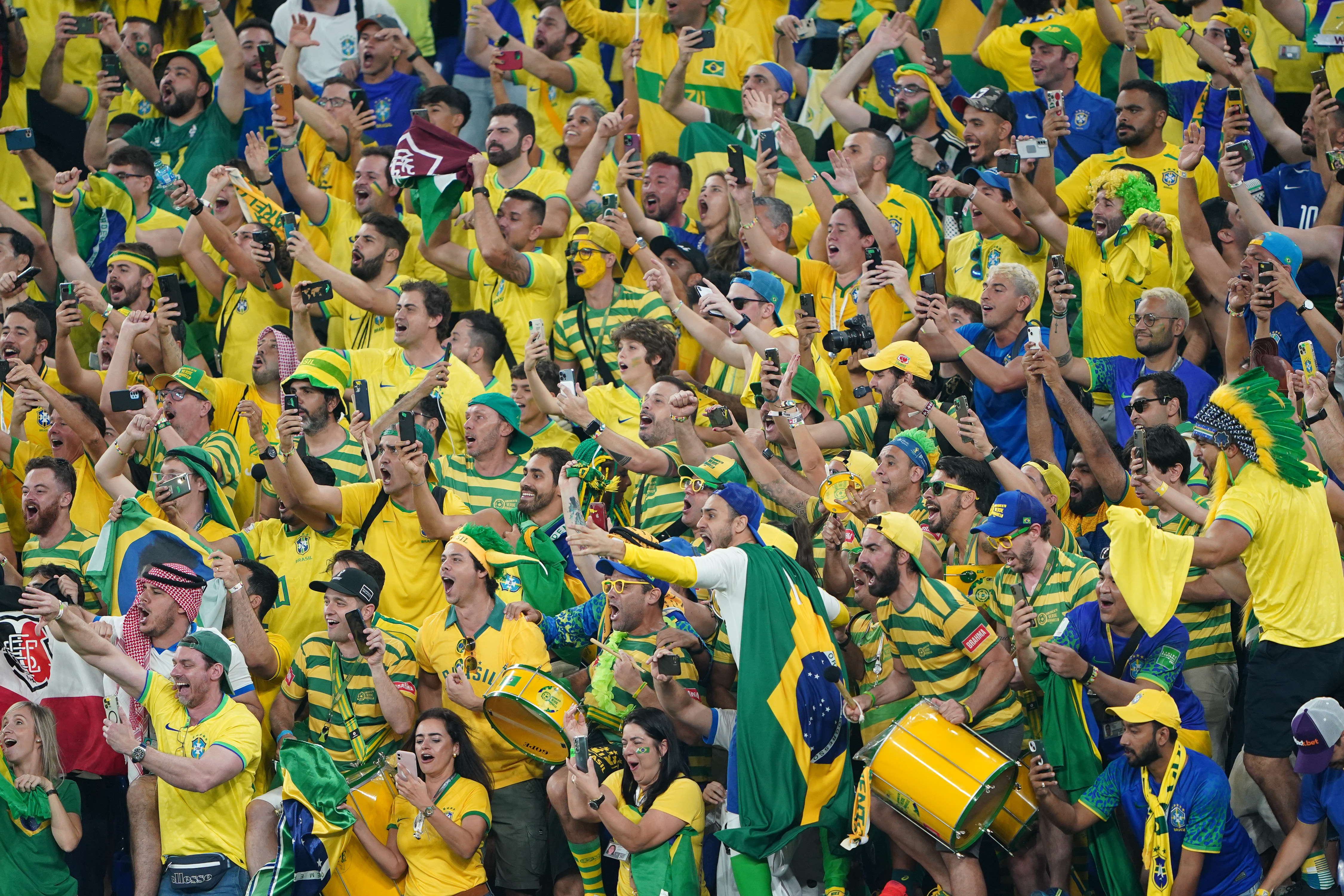 Brazil fans celebrating their victory over Switzerland
