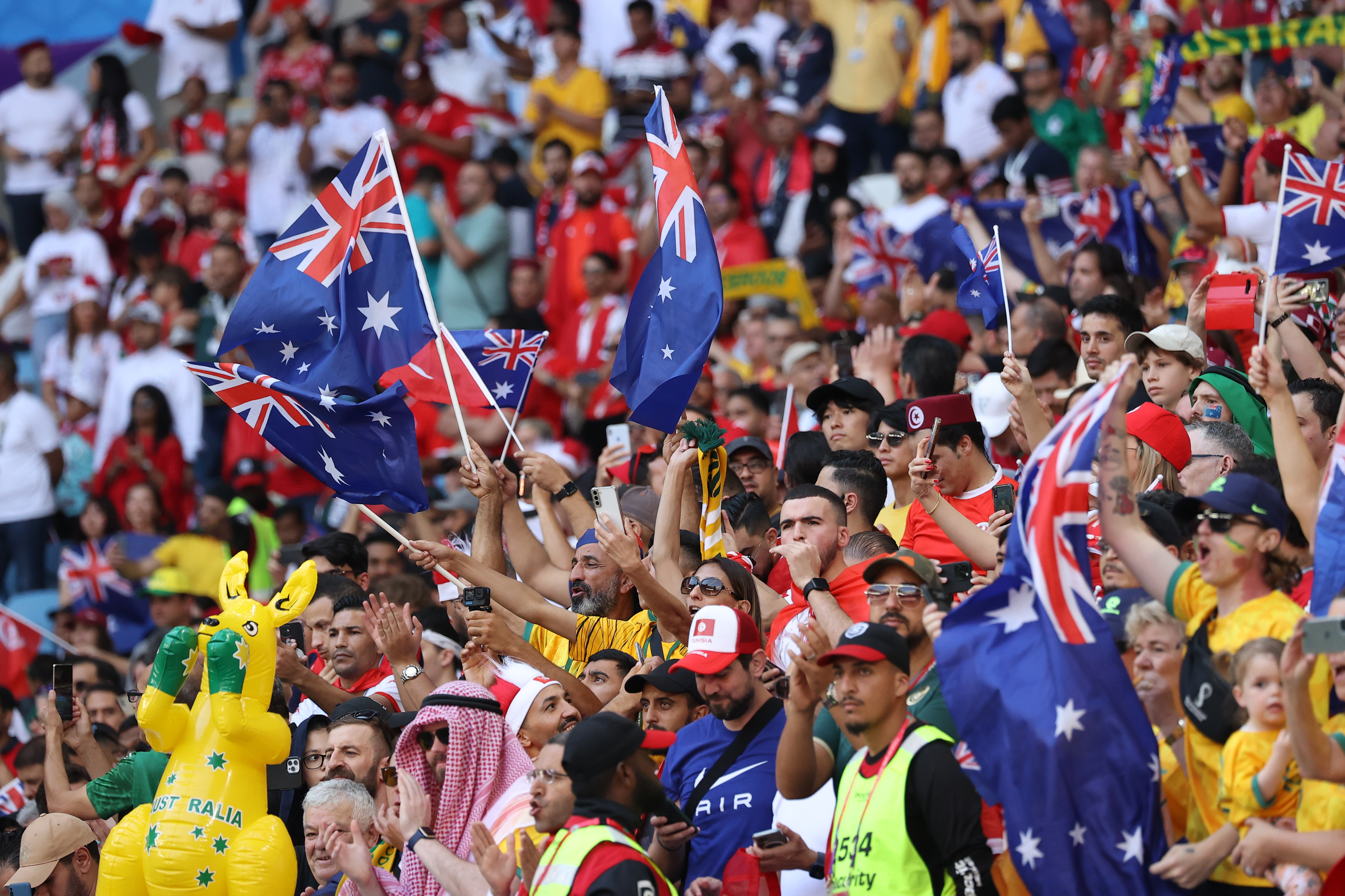 Australia fans during their 1-0 win over Tunisia