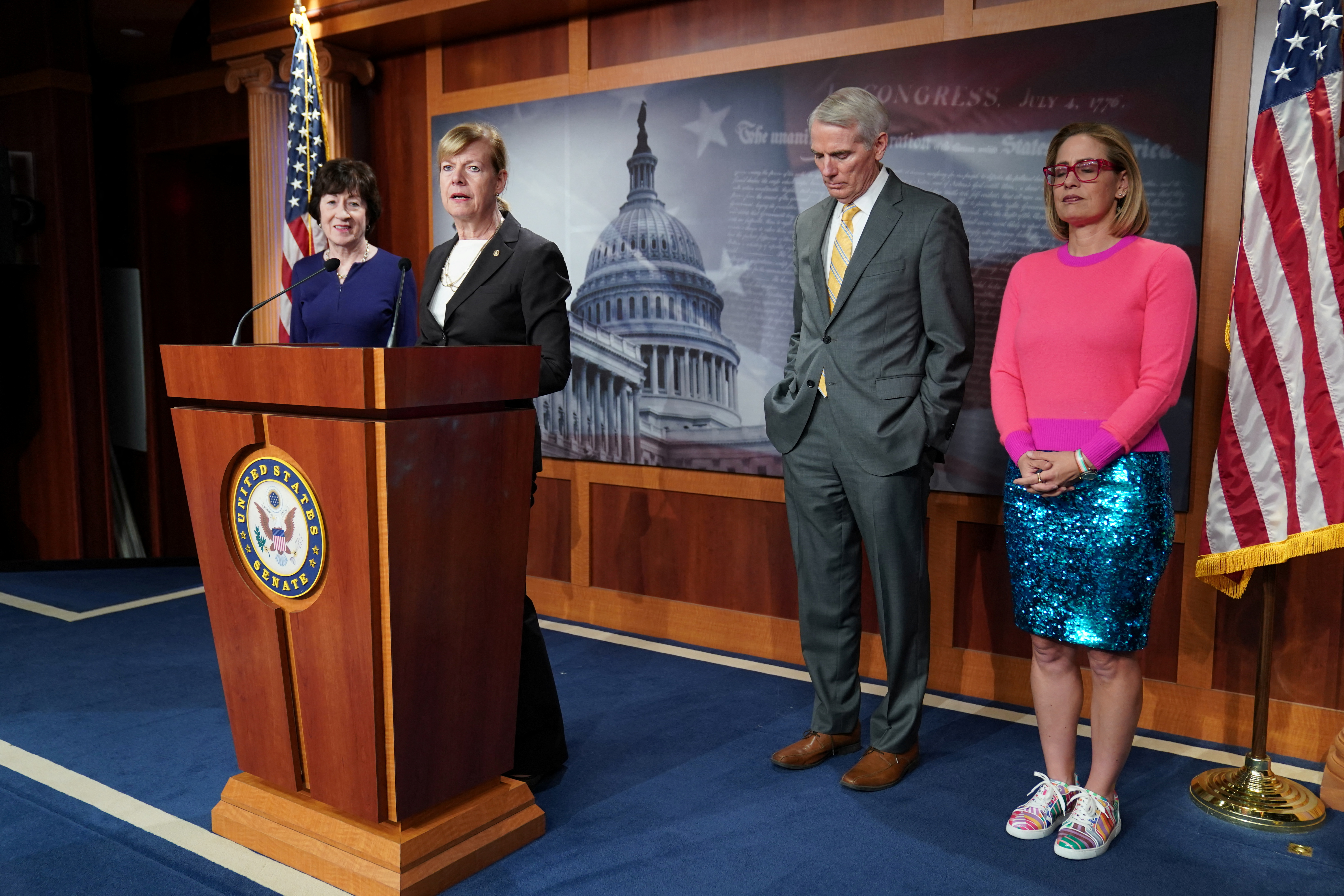  Senators speak in a press conference