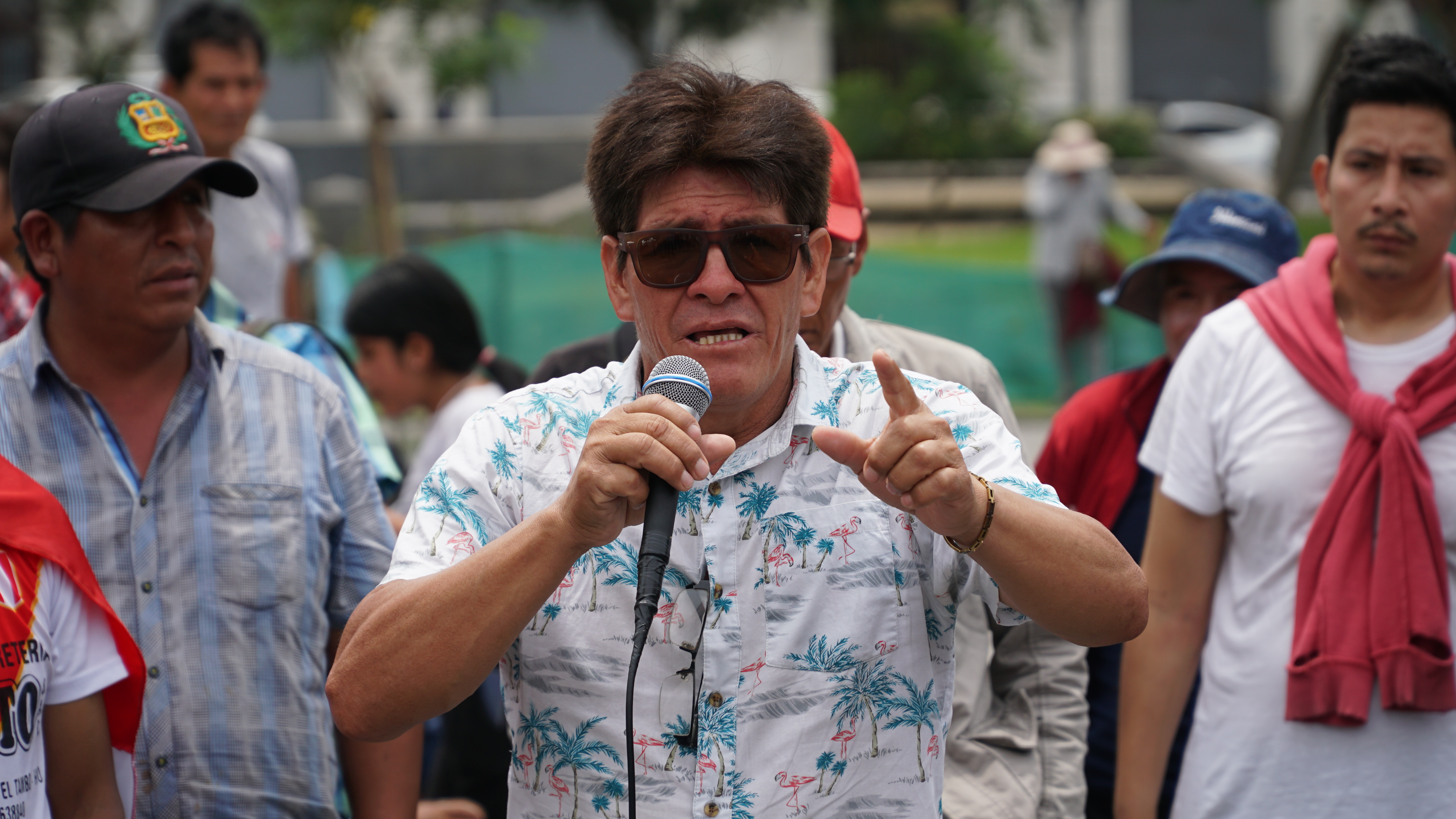 Juan De La Cruz Gonzalez gives a speech in Lima
