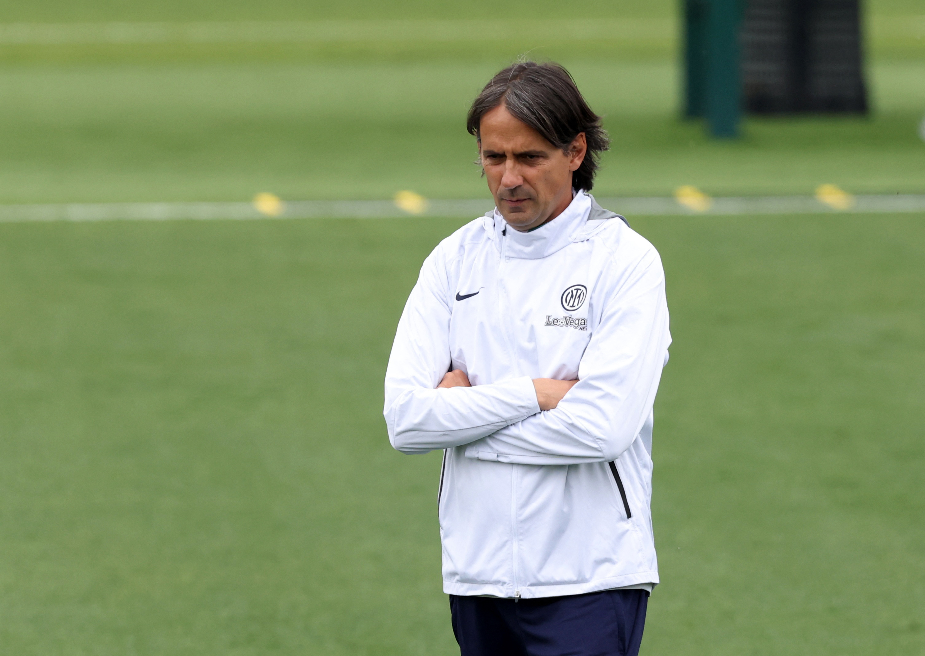 Inter Milan coach Simone Inzaghi during training on Tuesday
