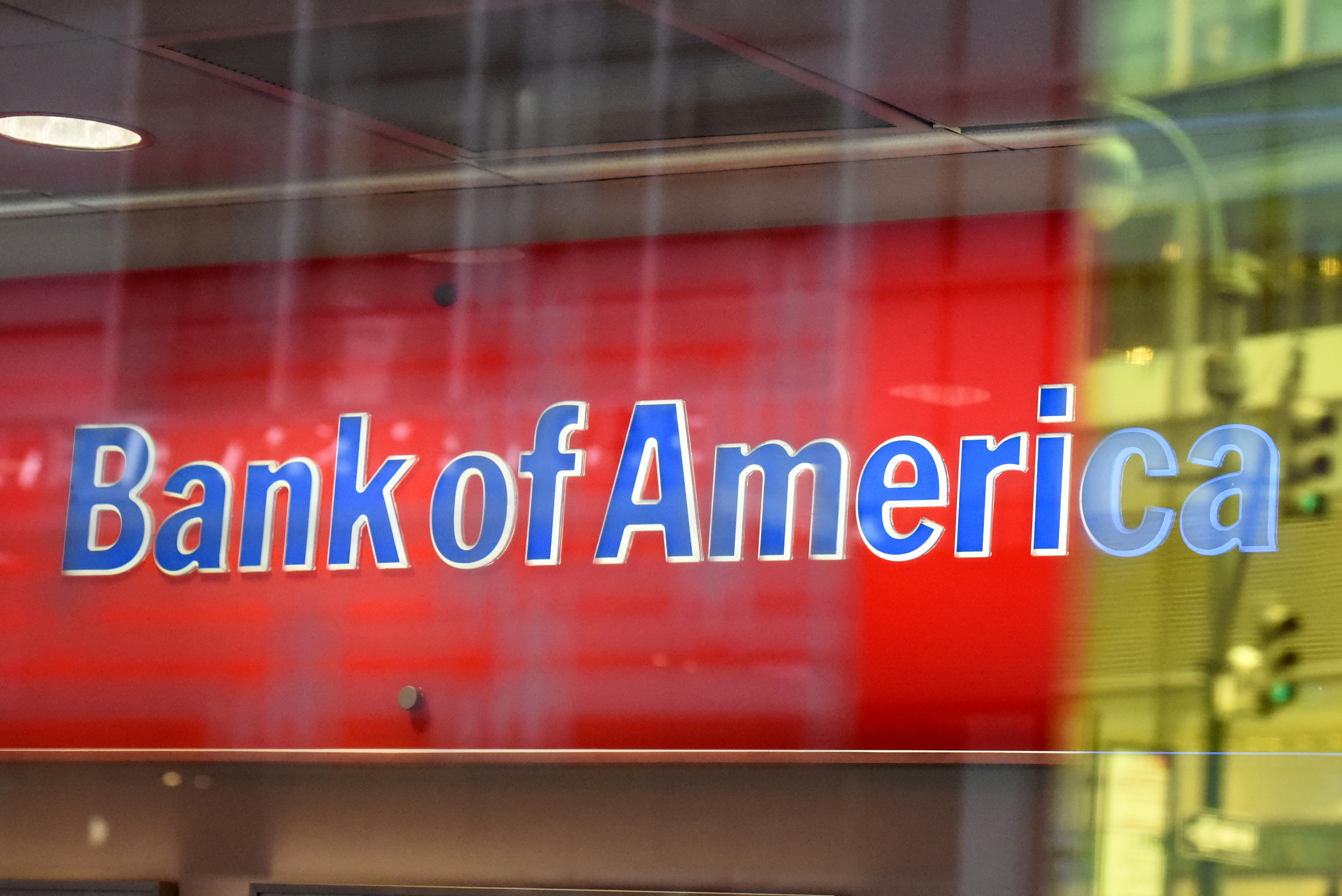 A Bank of America logo is seen in New York City, US