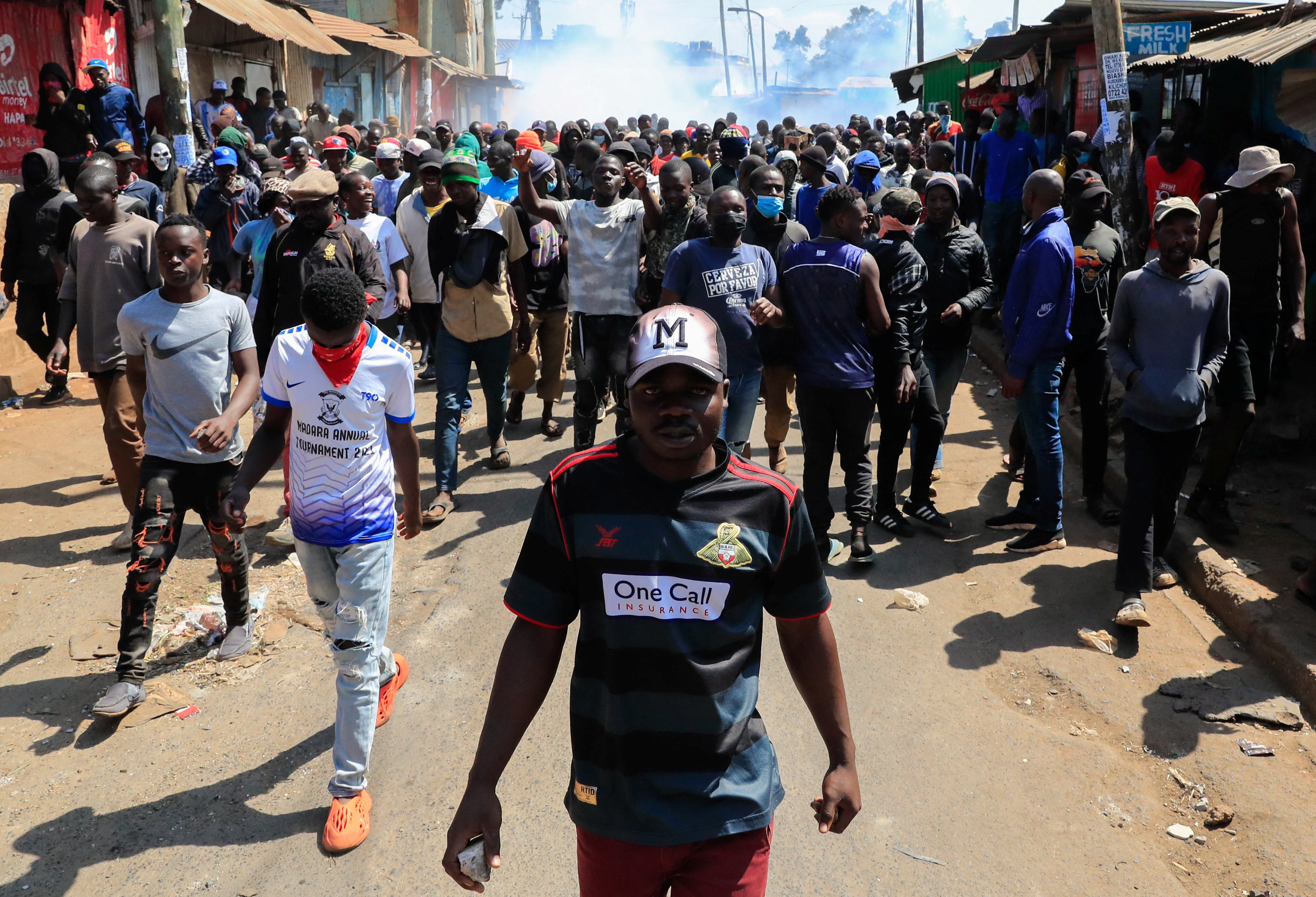 Supporters of Kenya's opposition leader Raila Odinga of the Azimio La Umoja (Declaration of Unity) One Kenya Alliance, participate in an anti-government protest against the imposition of tax hikes by the government in Nairobi, Kenya.