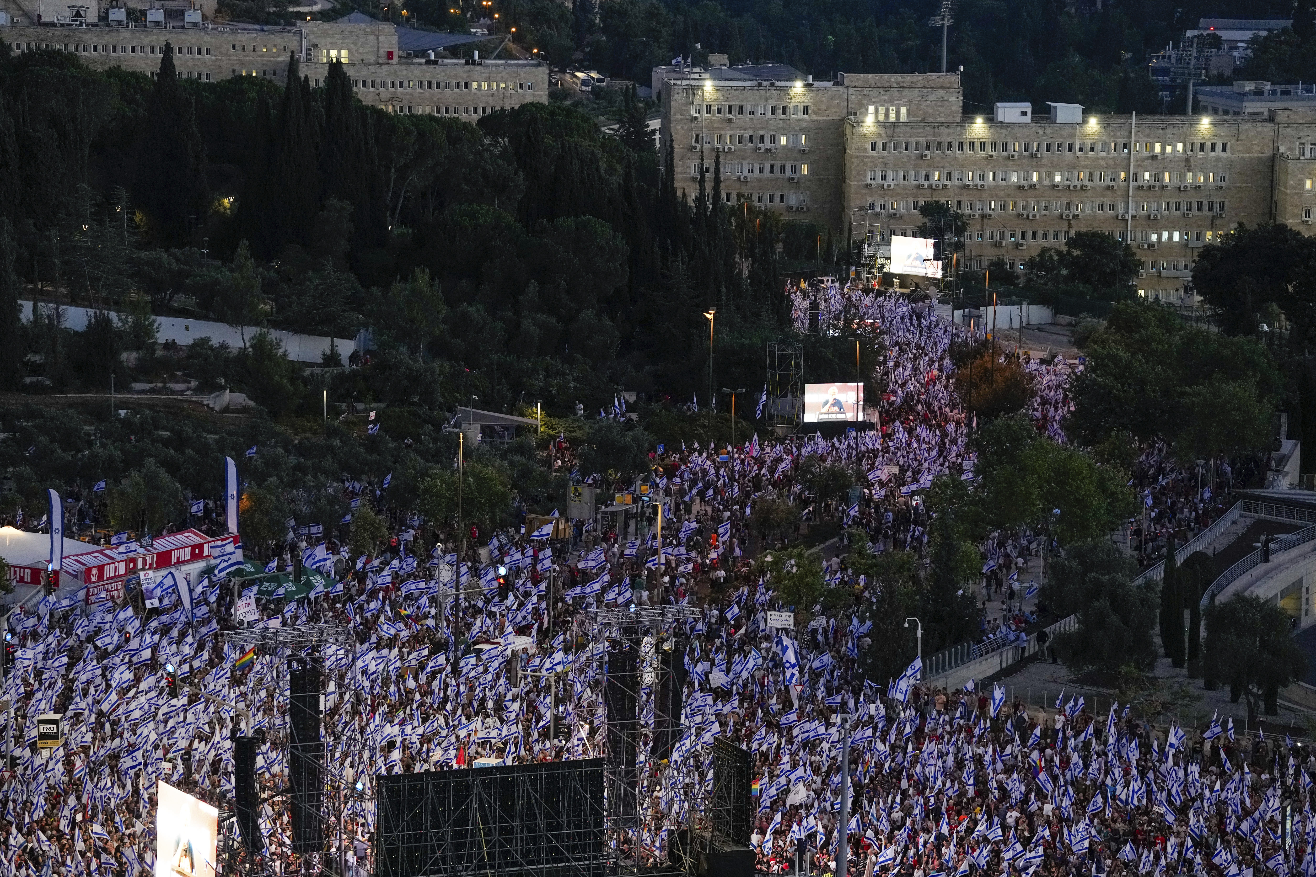 Israelis protest against Prime Minister Benjamin Netanyahu's judicial overhaul plan