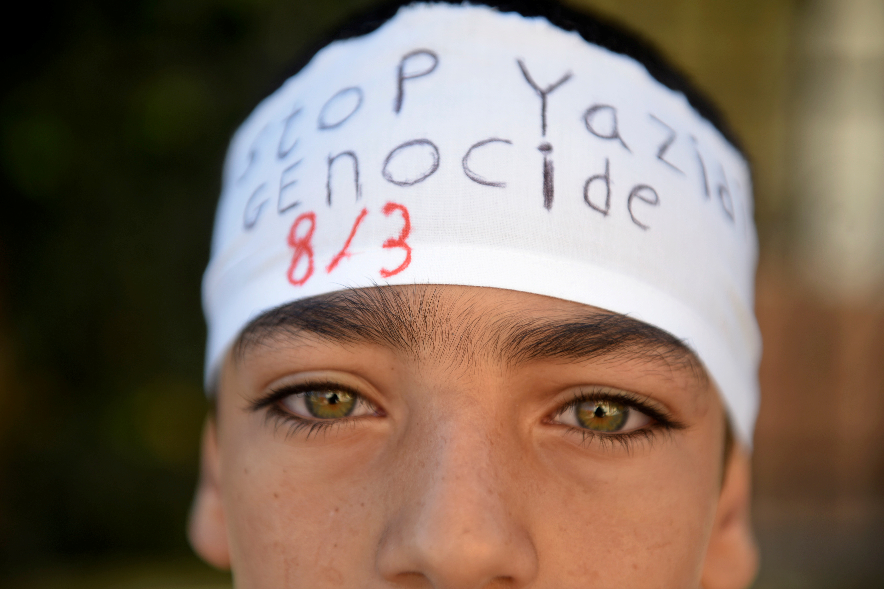 An Iraqi Yazidi refugee boy