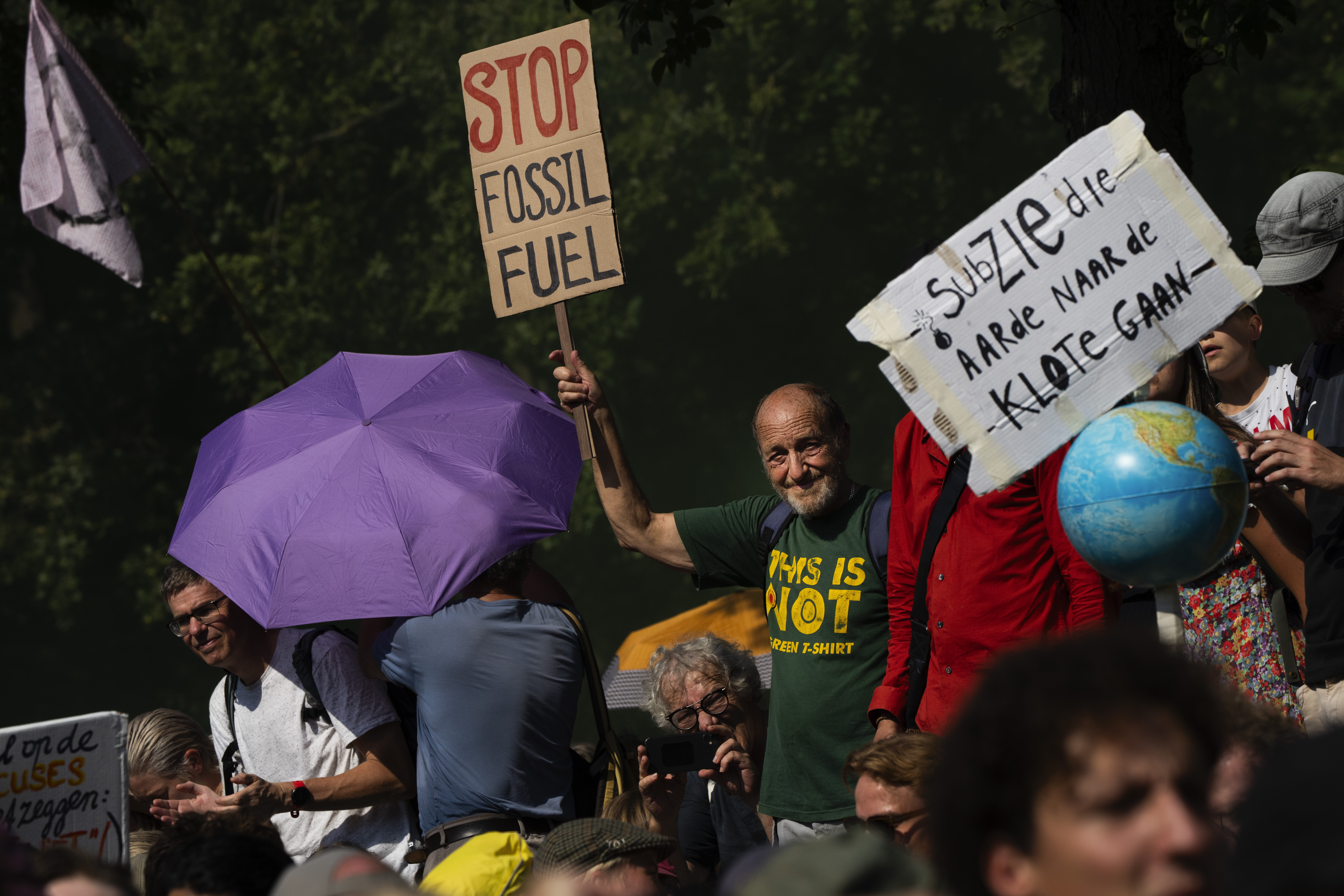 Extinction Rebellion and other activists protest near the Dutch parliament on Saturday
