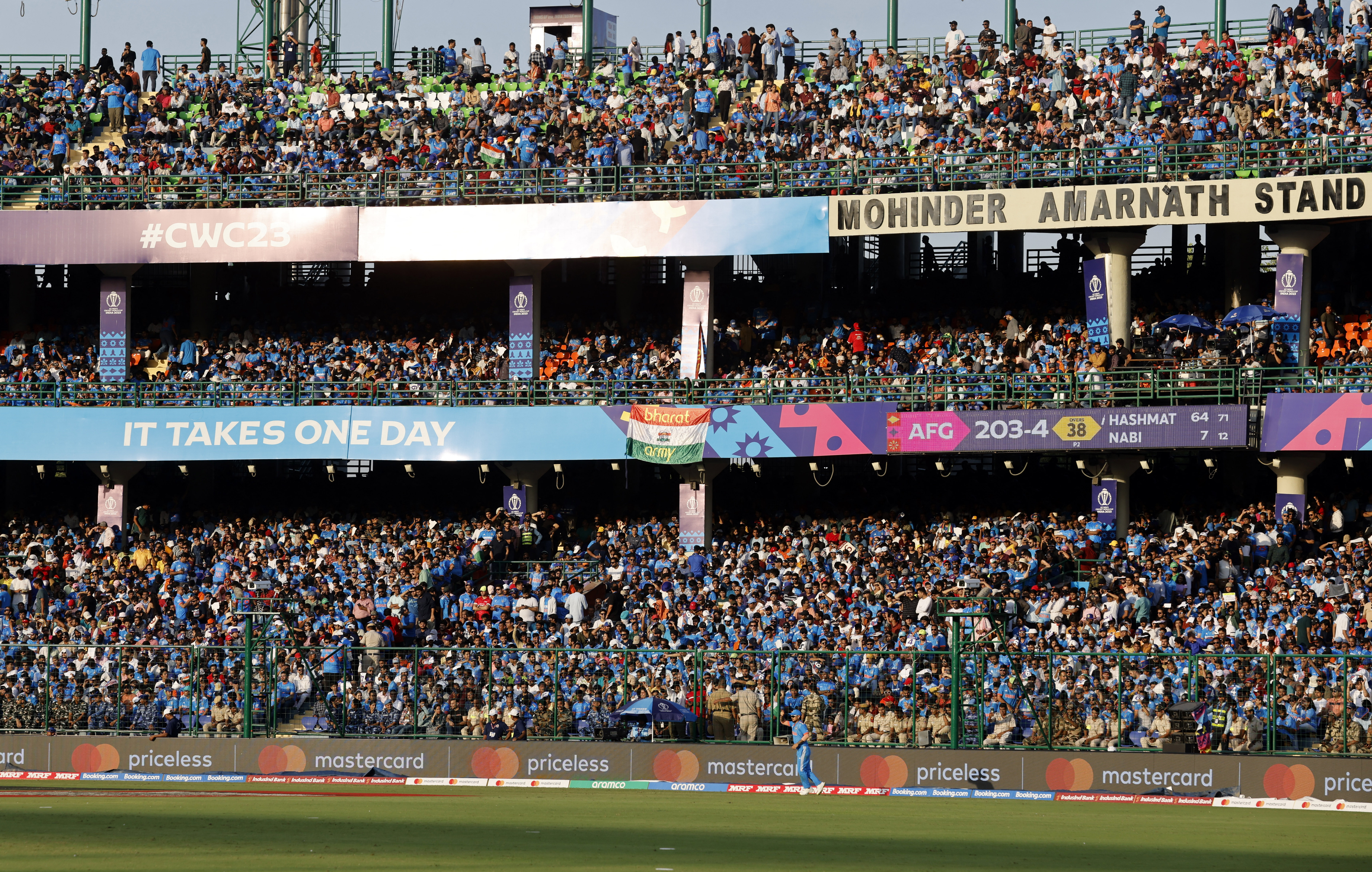 India fans in the stands in Arun Jaitley Stadium, Delhi