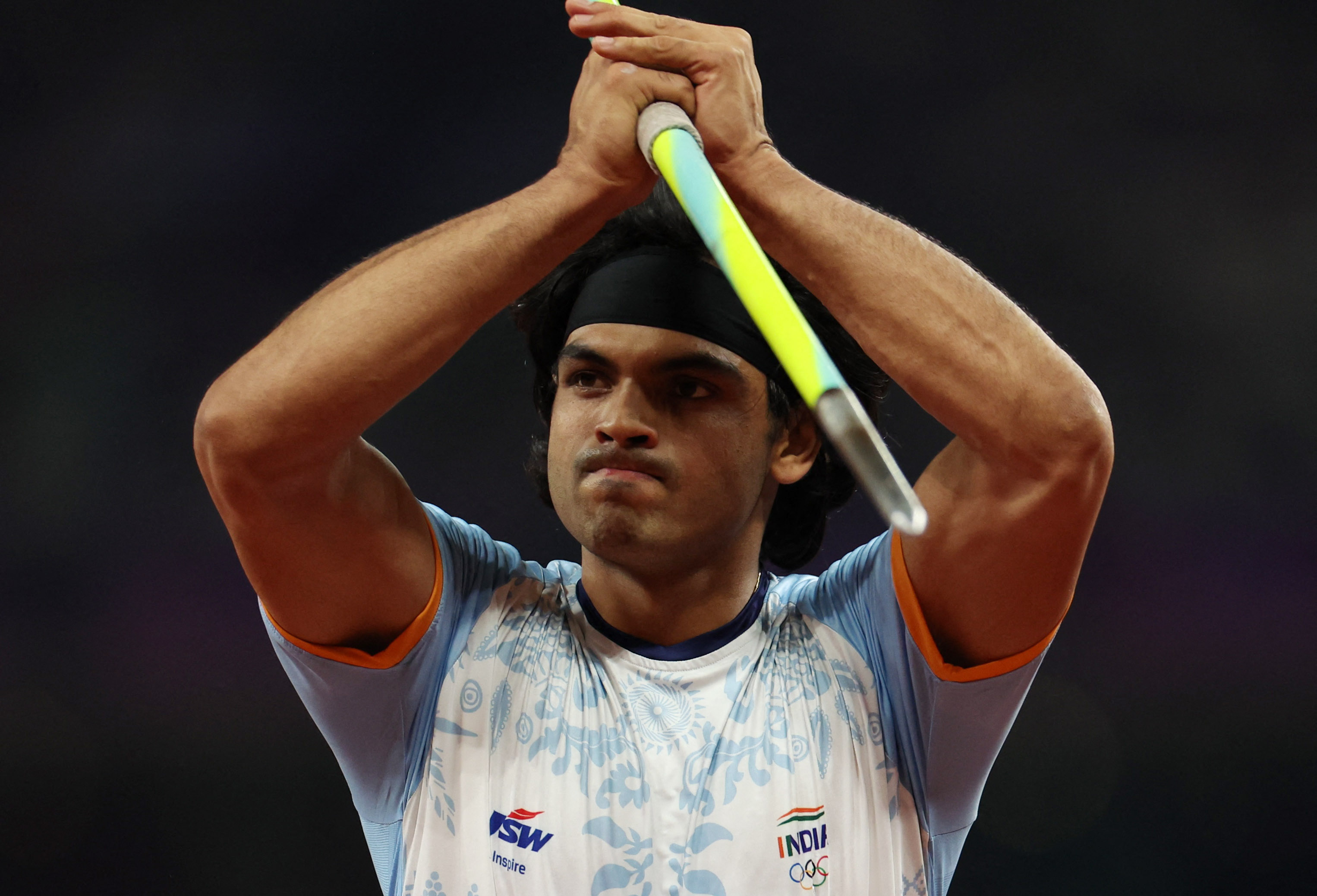 India's Neeraj Chopra holds a javelin