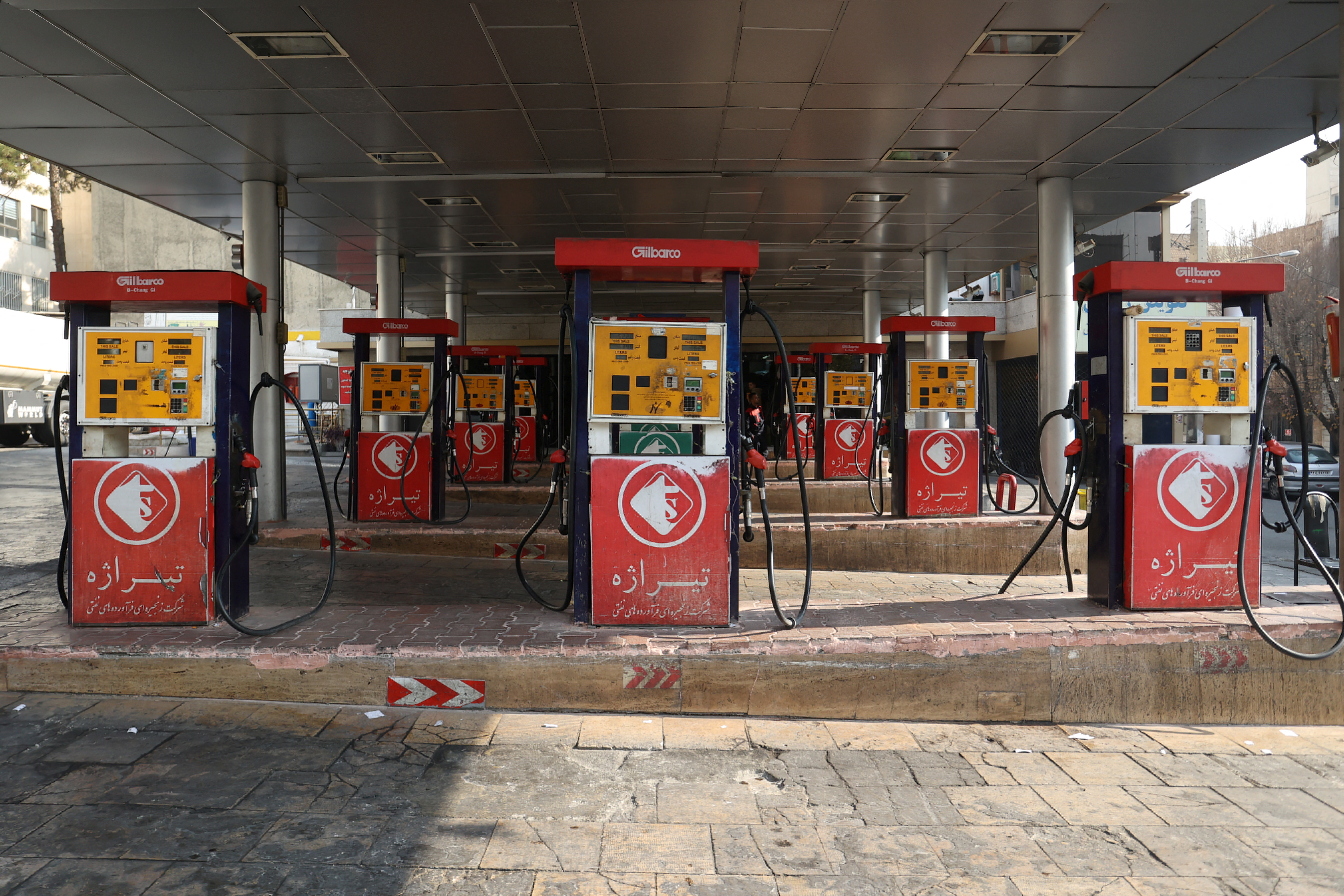 A general view of a gas station in Tehran