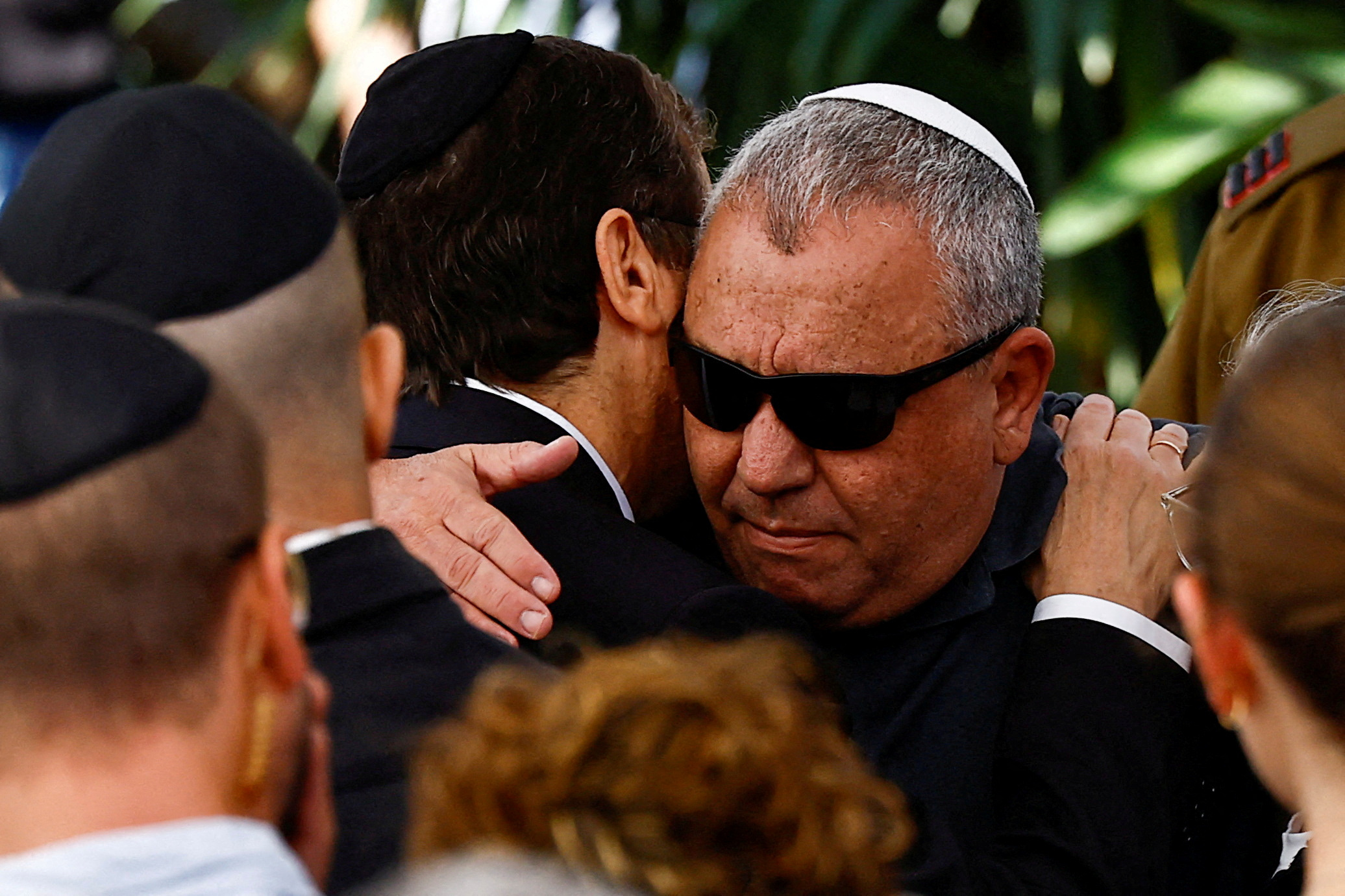Former Chief of Staff and Yashar leader Gadi Eizenkot attends the funeral of his son Gal Meir Eisenkot, 25, who was killed while taking part in the genocide on Gaza