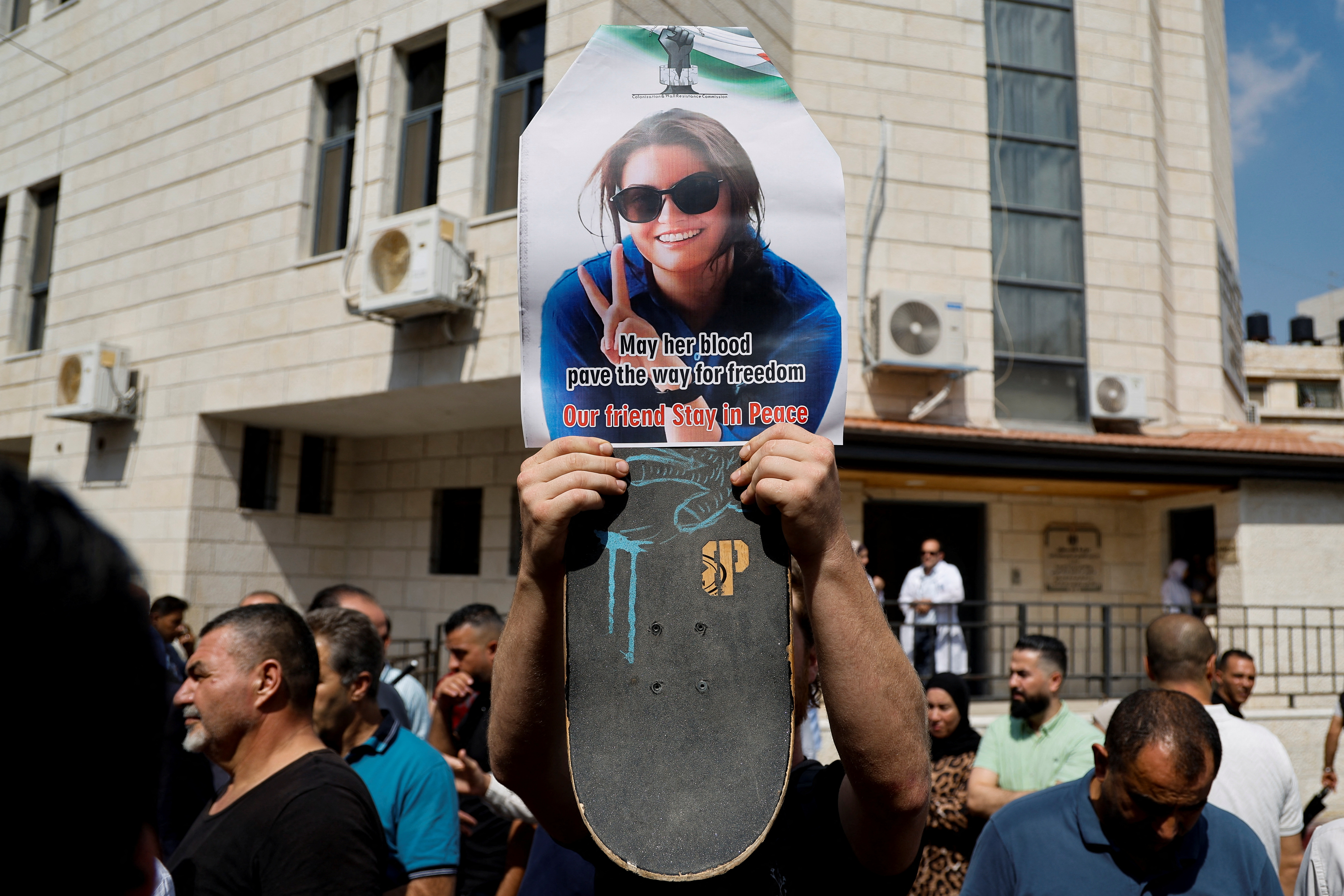 Palestinians honour American activist Aysenur Ezgi Eygi, who was shot dead by Israeli forces, in Nablus, in the Israeli- occupied West Bank.
