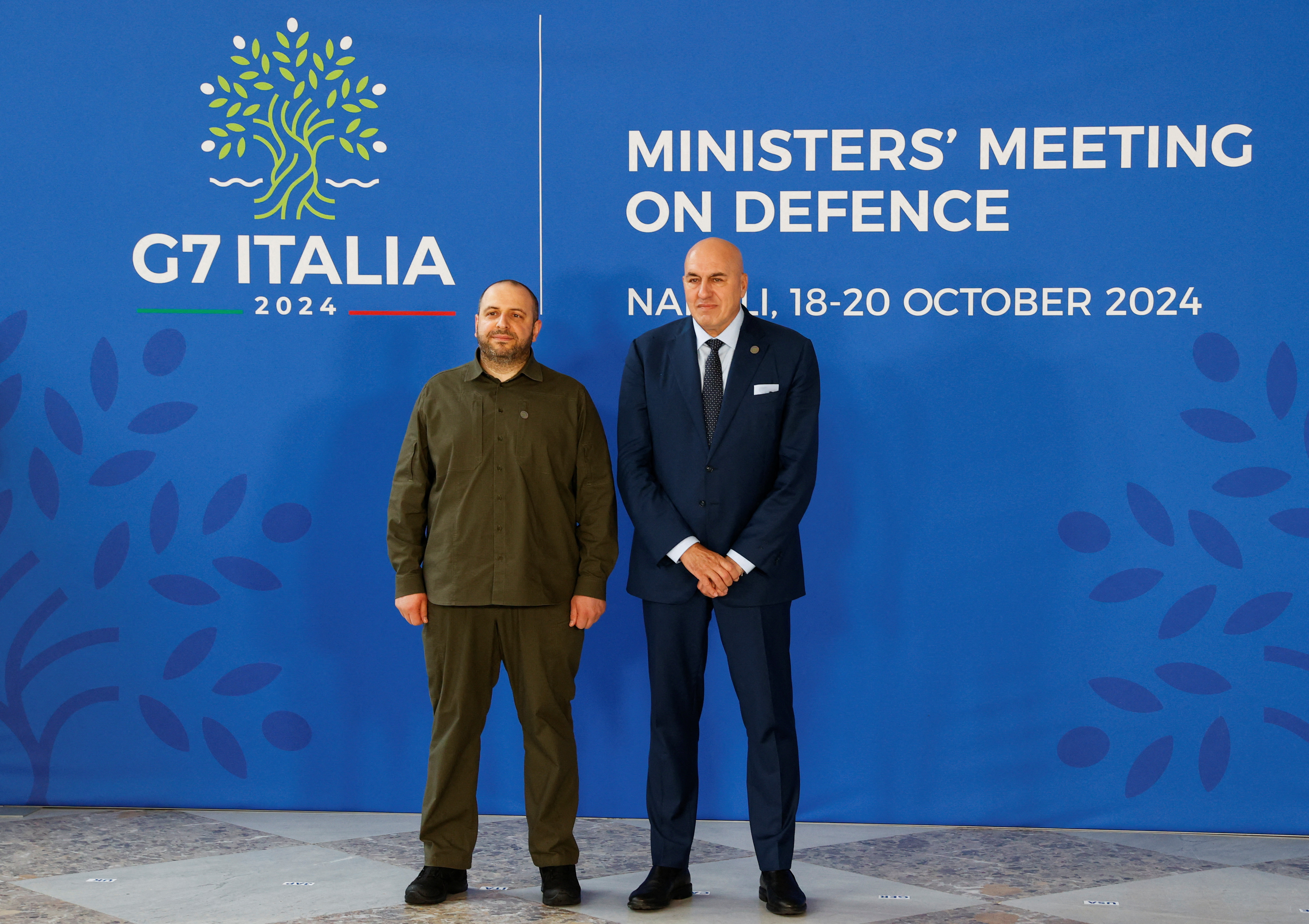 Ukraine's Defence Minister Rustem Umerov and Italy's Defence Minister Guido Crosetto
