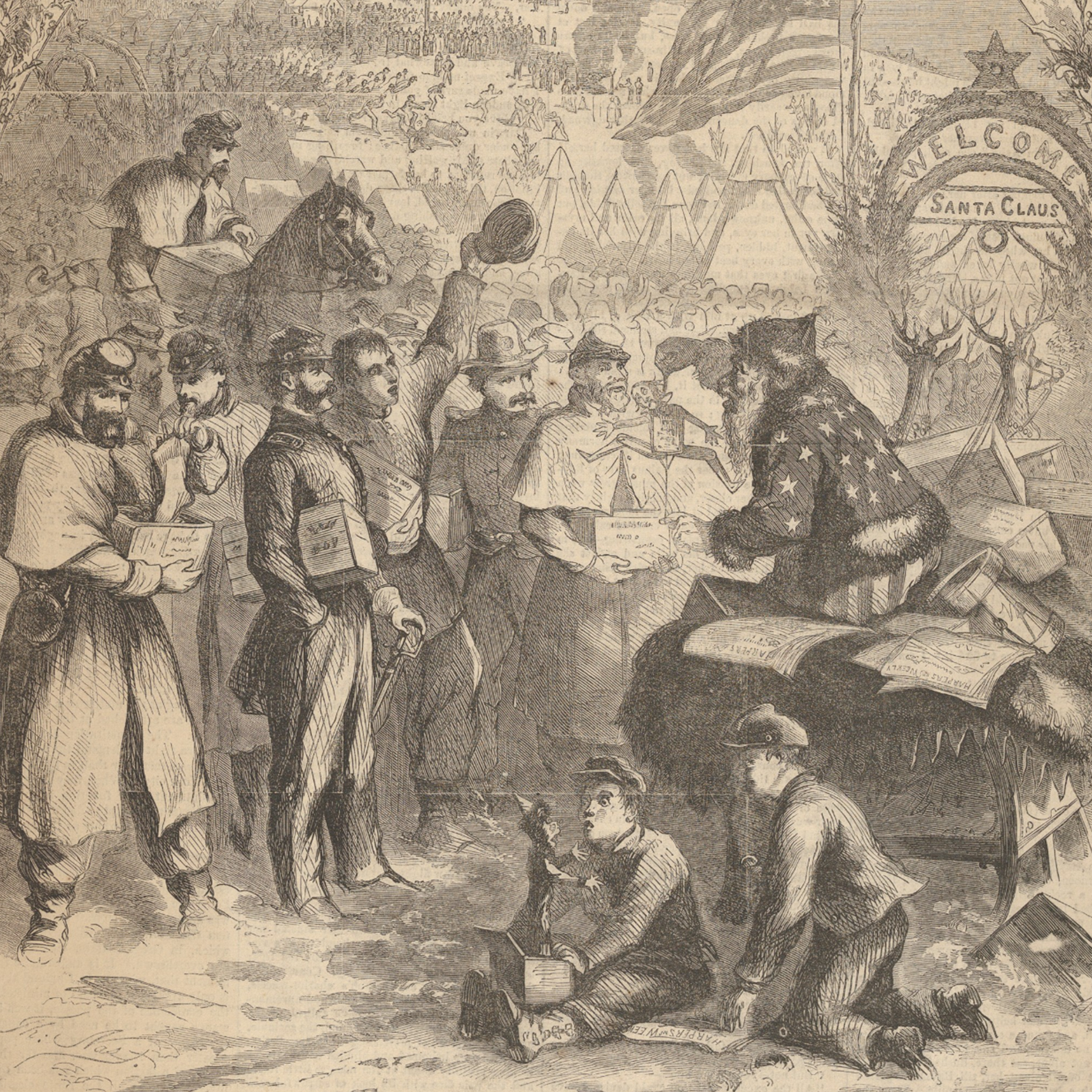 A Harper's Weekly cartoon in 1863 is considered one of the earliest depictions of the modern Santa Claus [Courtesy of The Metropolitan Museum of Art]