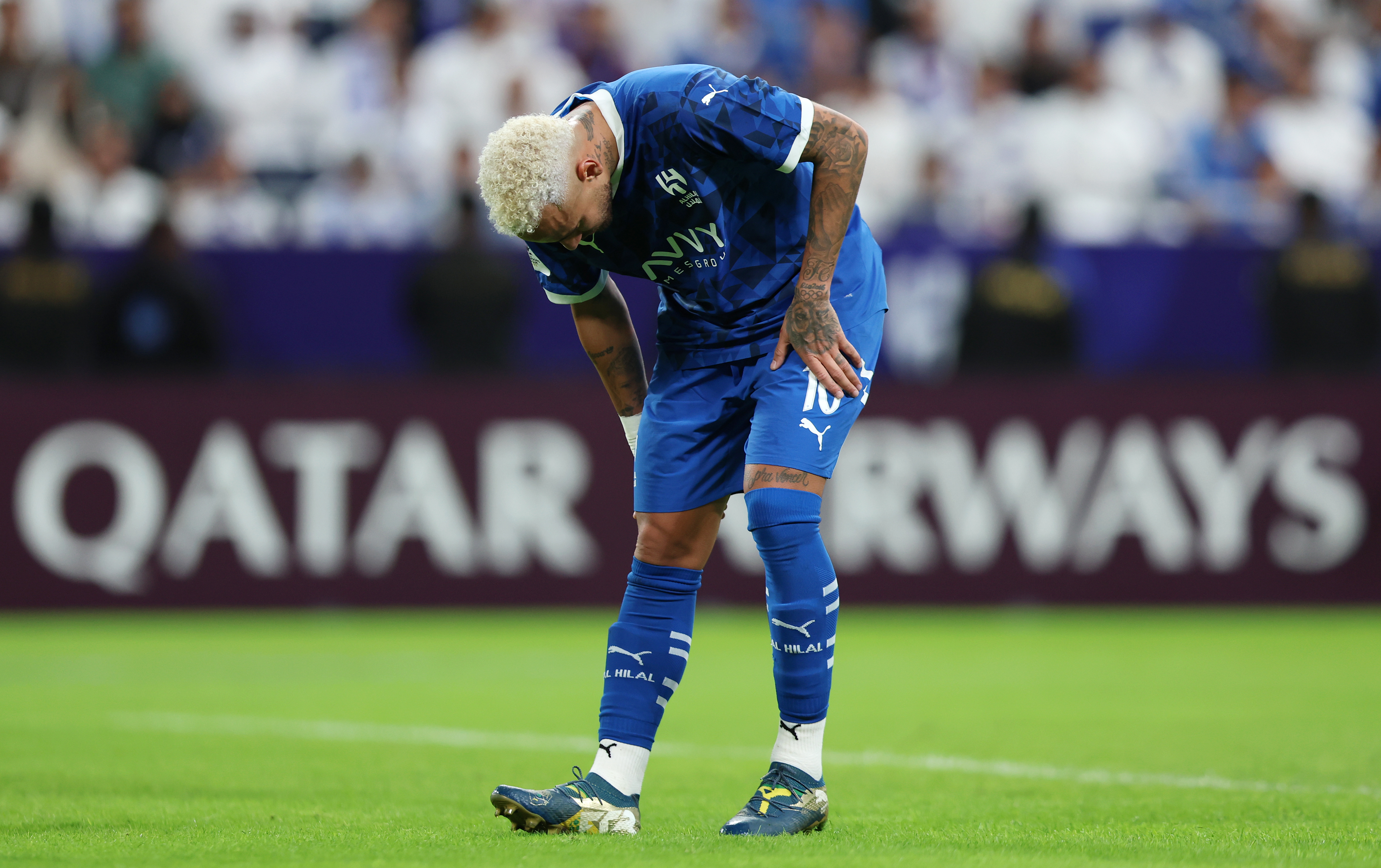 Neymar reacts after being injured.