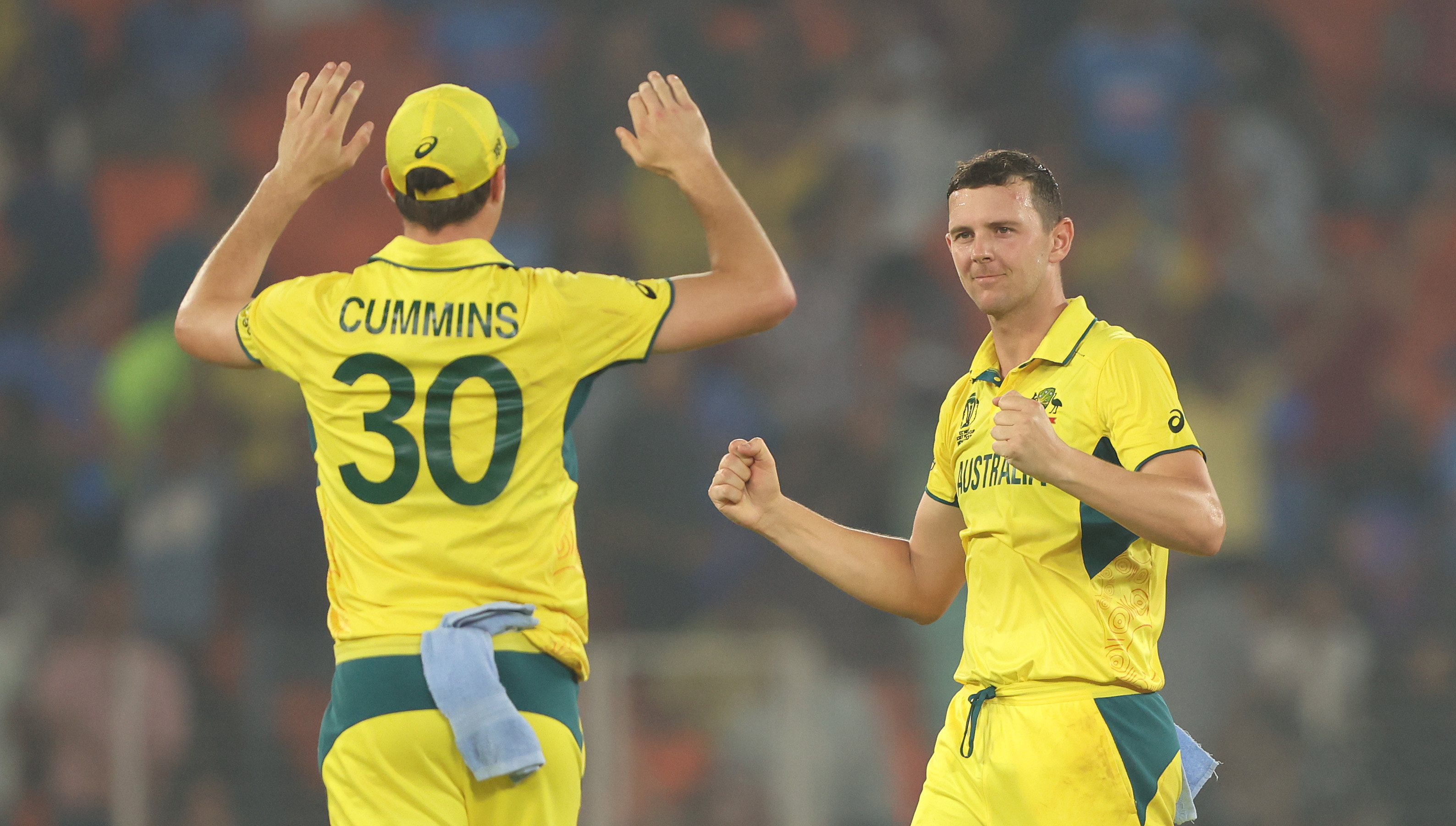 Australia will likely be without both Pat Cummins and Josh Hazlewood, right, at the ICC Champions Trophy, beginning February 19
