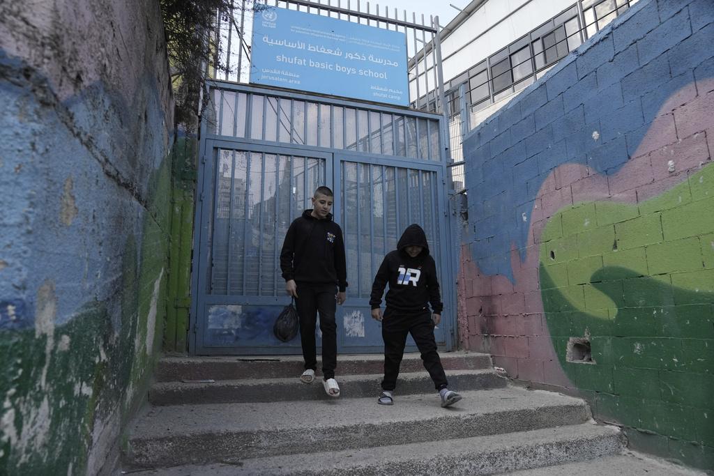 School run by the United Nations agency for Palestinian refugees, known as UNRWA, in the Shuafat refugee camp in Jerusalem