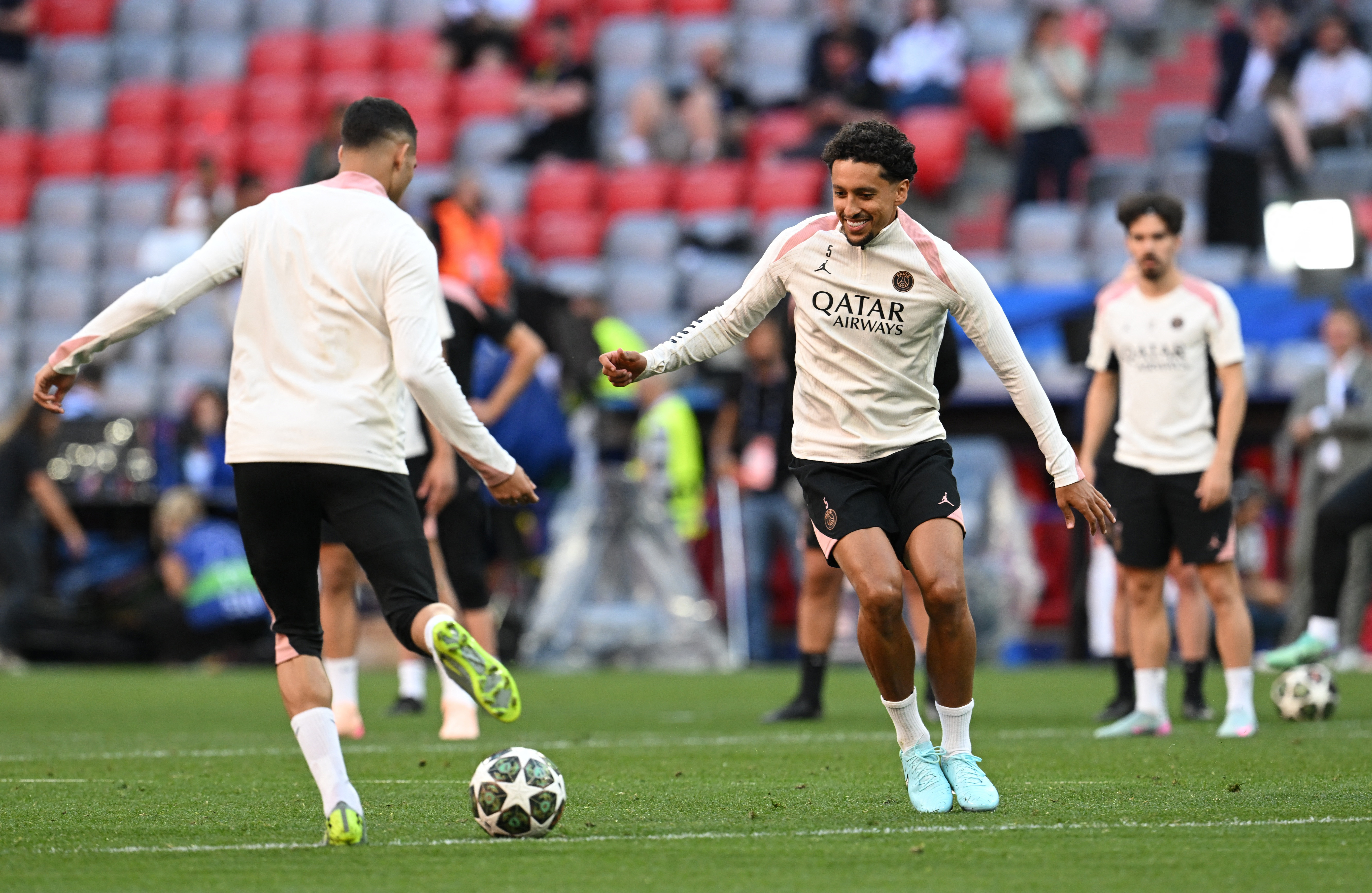 Paris Saint-Germain's Marquinhos during a session in training in Munich