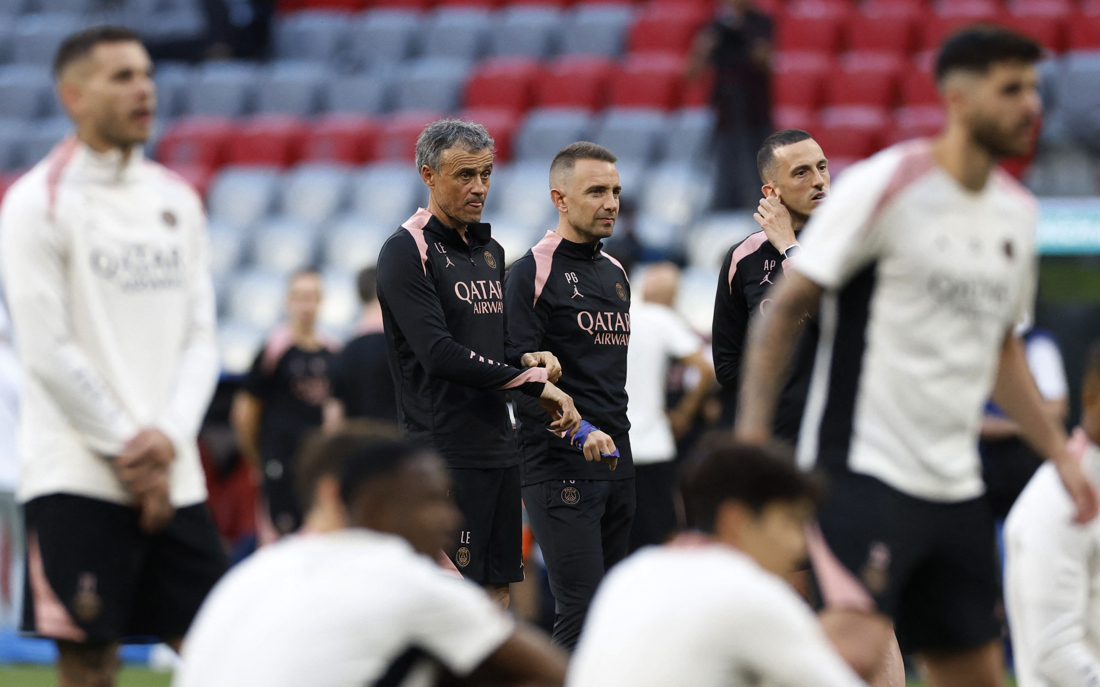 Paris Saint-Germain coach Luis Enrique during training 